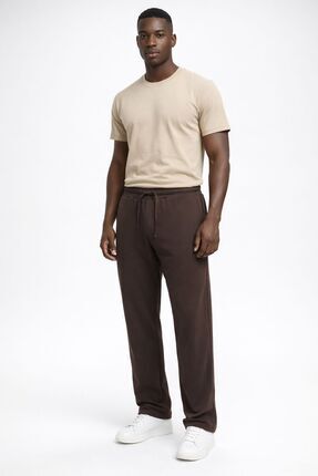 DD Sport Oysho Kumaş Erkek Rahat Kalıp Kahverengi Pantolon Jogger