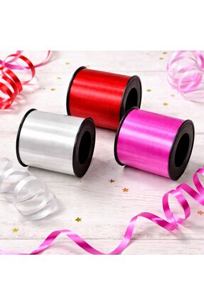 Yenbu Premium Parlak Kurdele Seti 3’lü – Kırmızı Beyaz Pembe Hediye Paketleme...