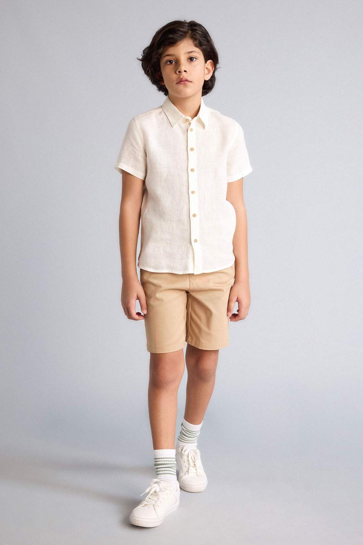 %100 Pamuk Cepli Basic Gabardin Şort Erkek Çocuk C2955A826SM