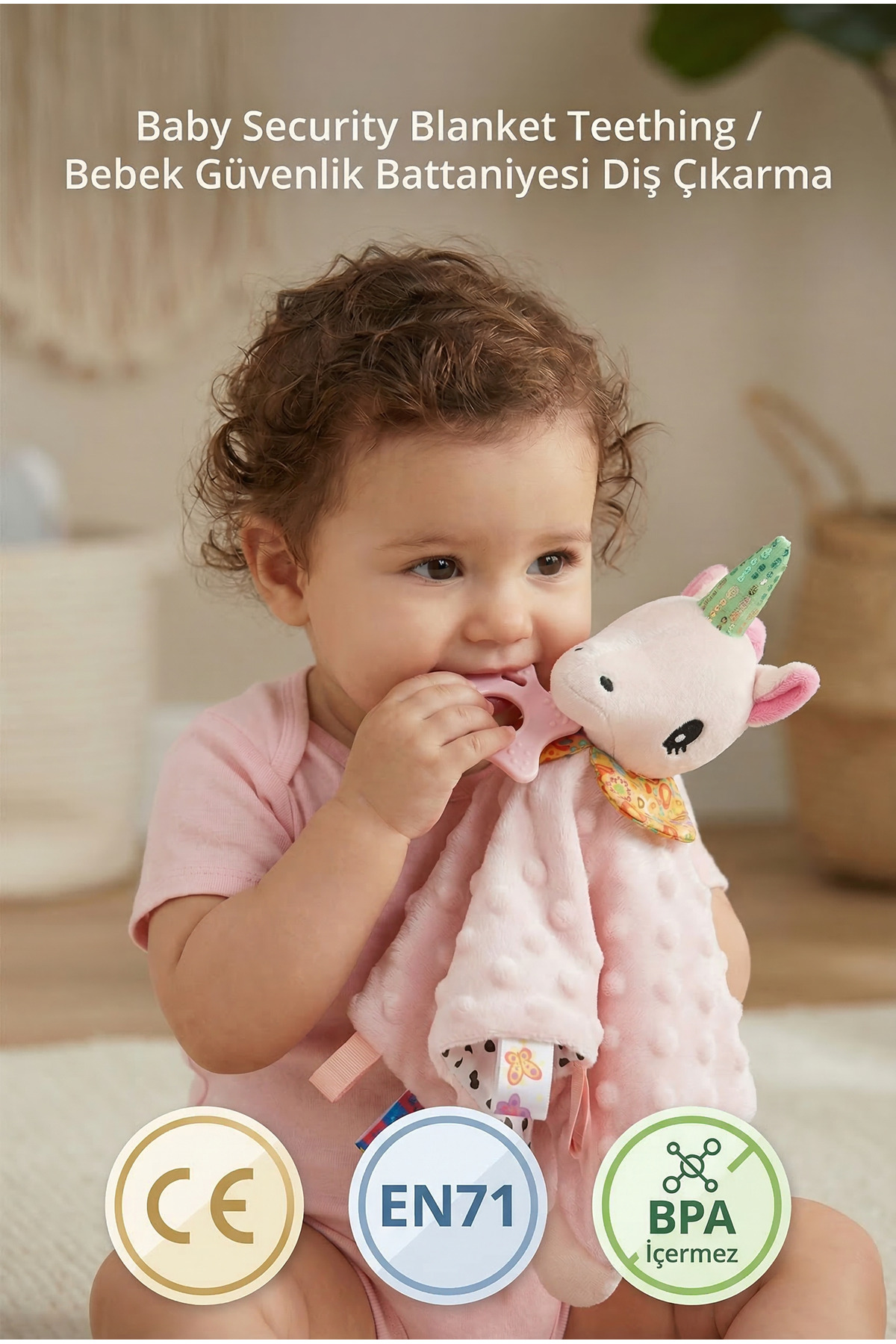 BBSKY Diş Kaşıyıcılı Güvenli Bebek Uyku Arkadaşı, Unisex Peluş Sarılma Oyuncağı fotoğrafı 4 (önizleme)