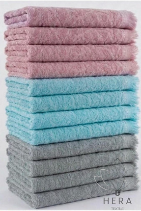 Hera 12’li 4 ADET TURKUAZ-4 ADET GRİ-4 ADET GÜLKURUSU 30X50 CM PAMUKLU MUTFAK...