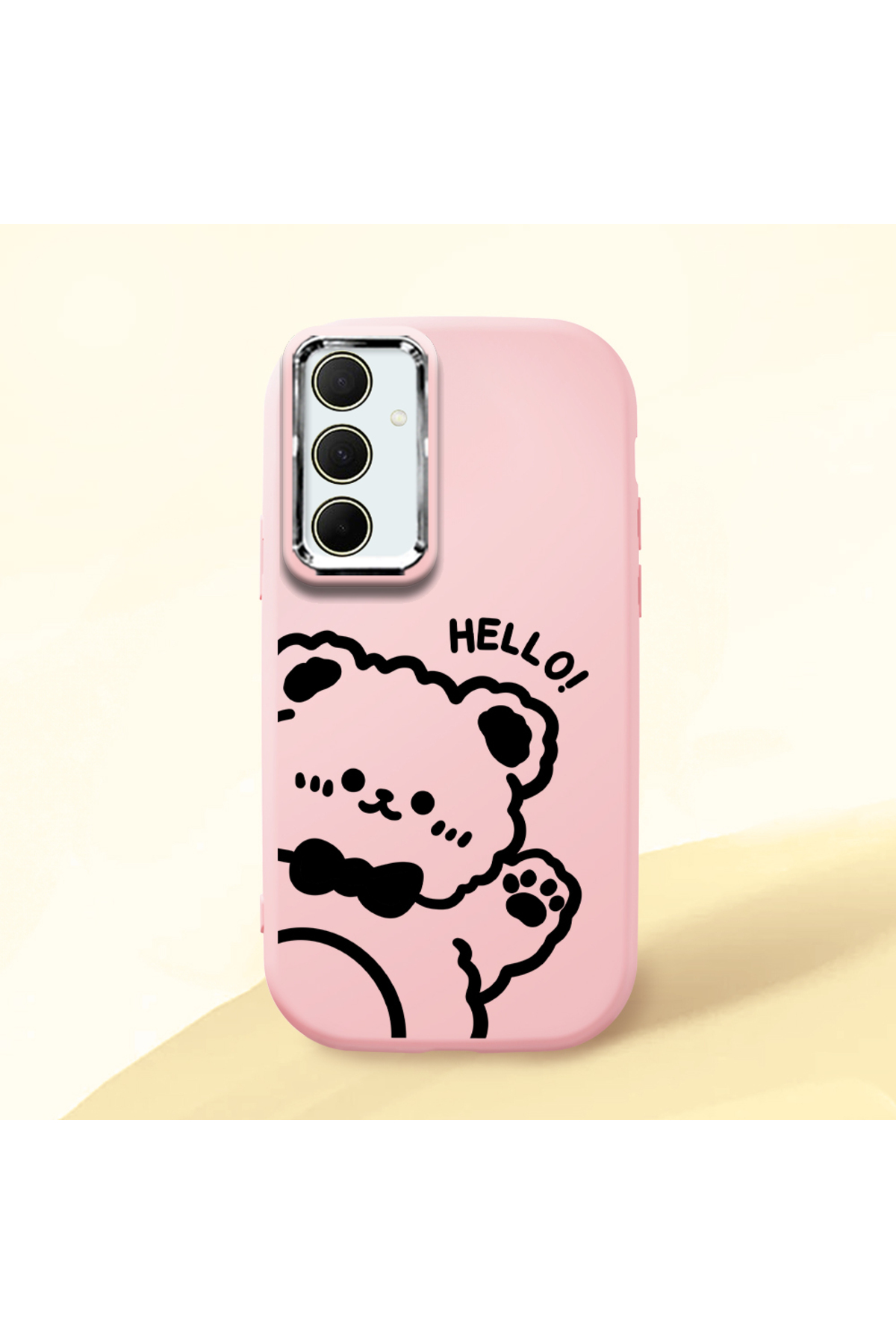 Pink Soft Silicone Phone Case with Camera Protection for Samsung Galaxy A35 Compatible Cat Pattern