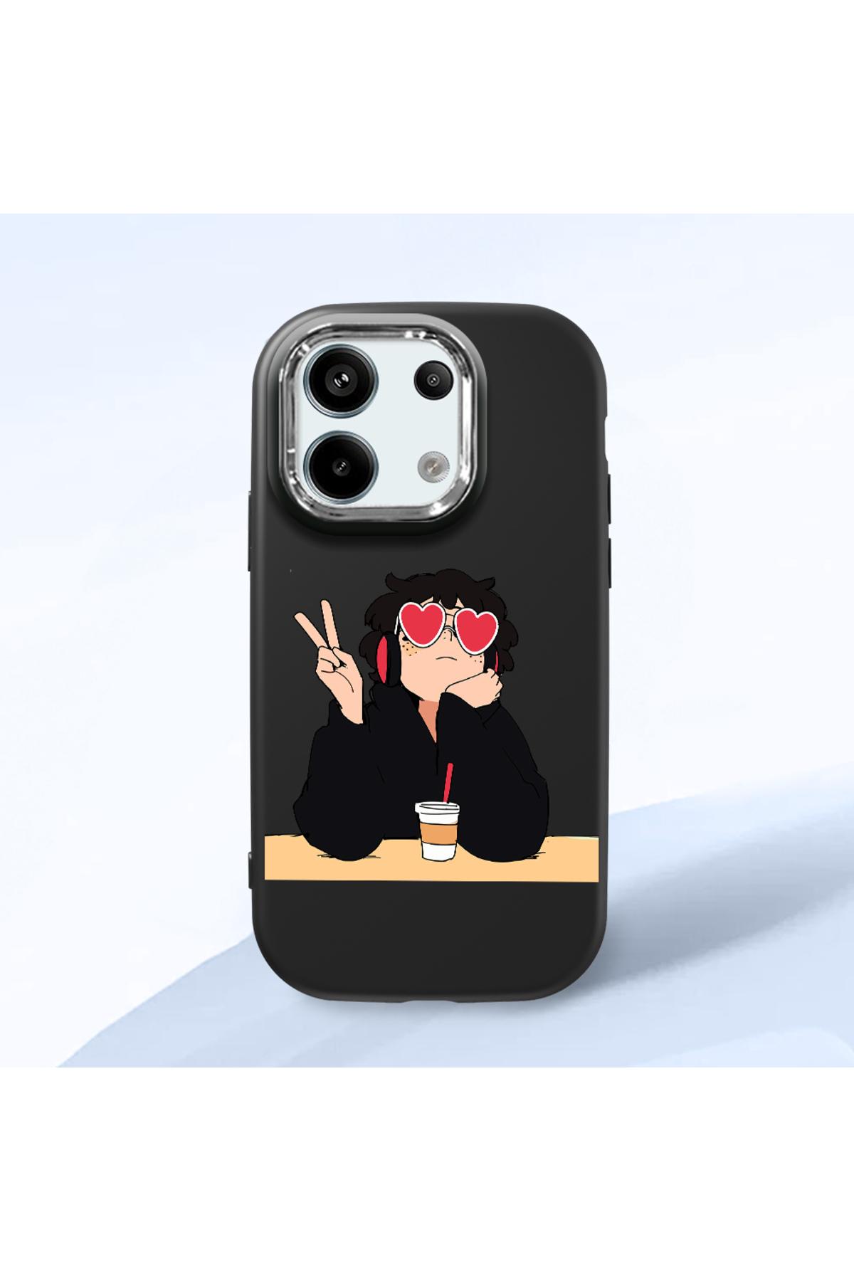 Redmi Note 13 Pro 5G Compatible Black Soft Silicone Phone Case with Camera Protection Fashion Pattern