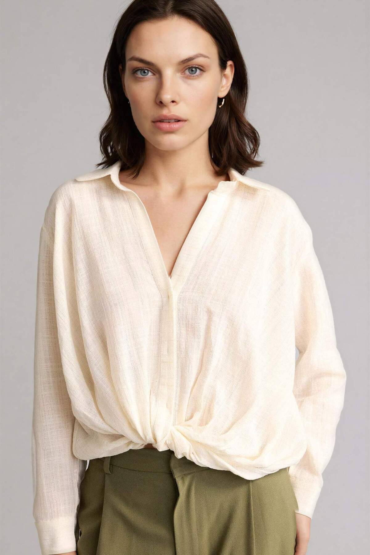 Defacto Regular Fit Striped Glitter Fabric Long Sleeve Shirt H0348Ax26Sp