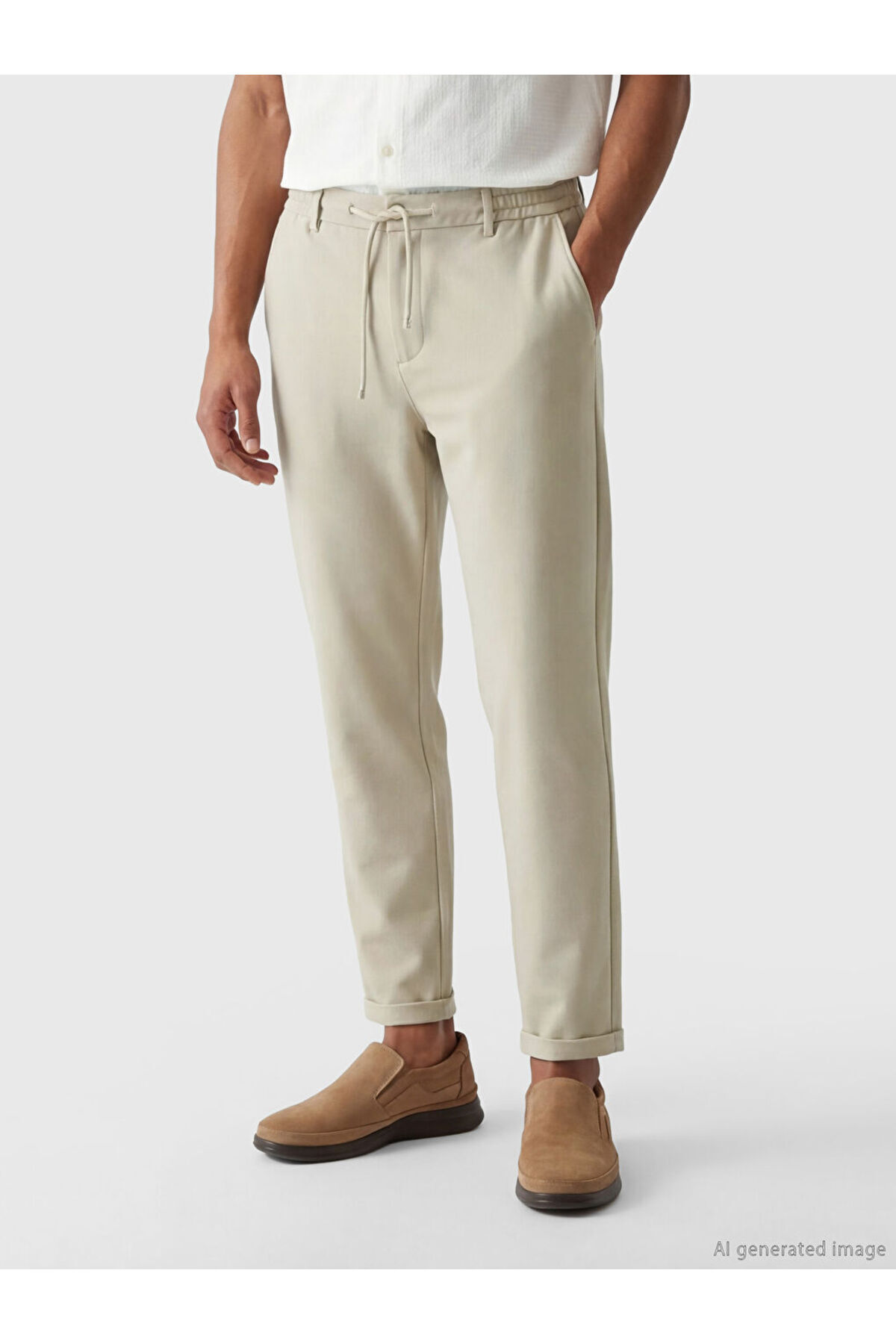LC Waikiki LCW Vision Bej Slim Fit Erkek Pantolon görsel 2