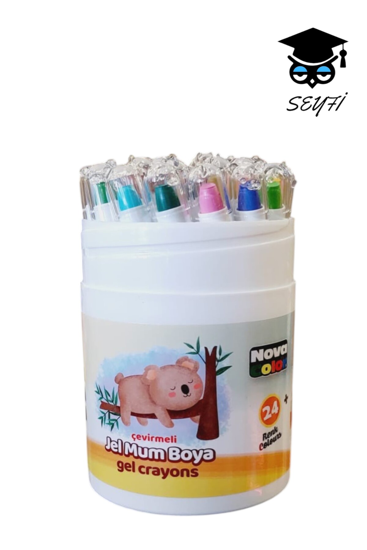 SEYFİKİRTASİYE 24 renk çevirmeli jel mum boya nova color plastik