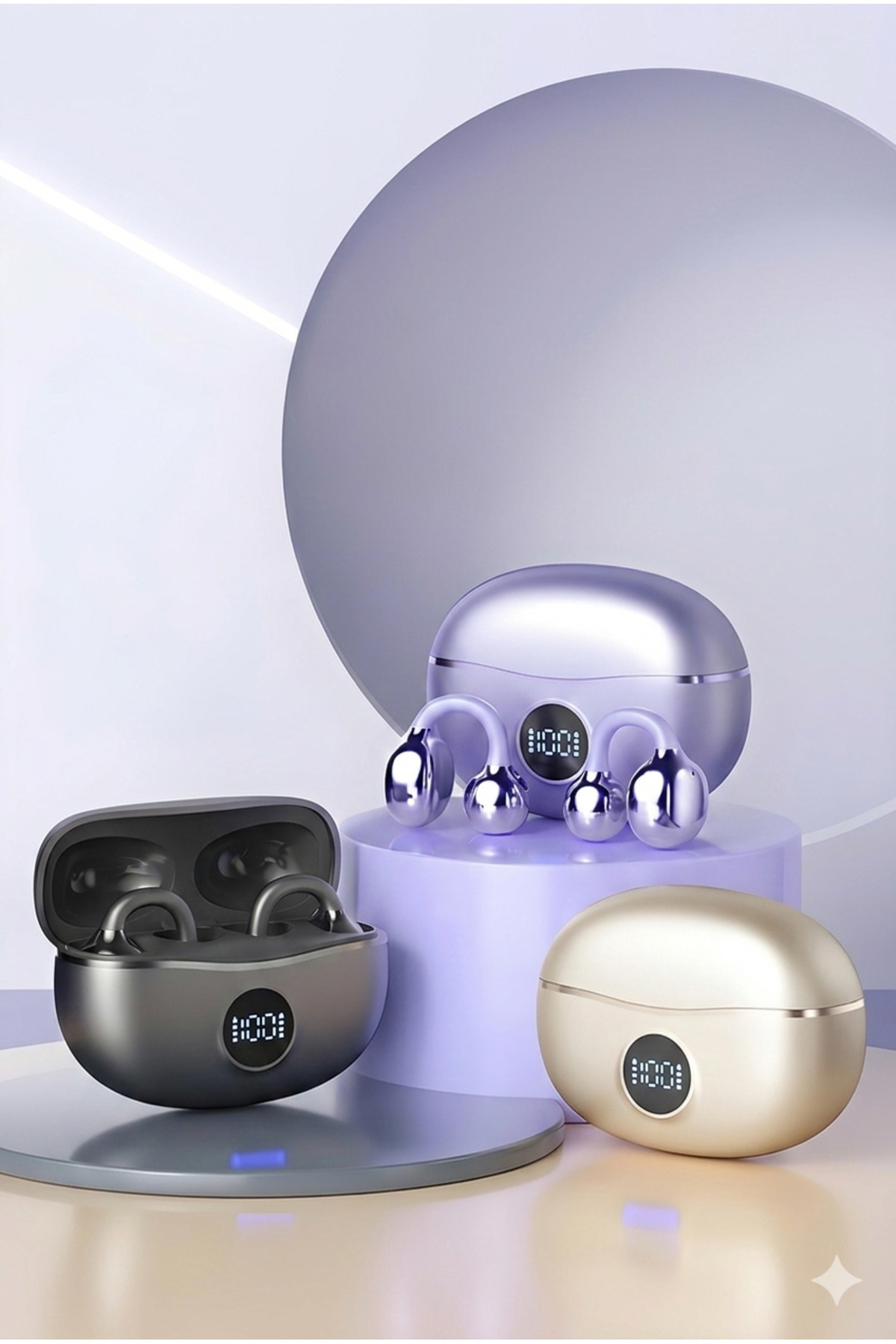 Küpe Tasarım Kablosuz Bluetooth Kulaklık - Yeni Nesil Klipsli Sporcu Kulaklığı - LED Ekranlı