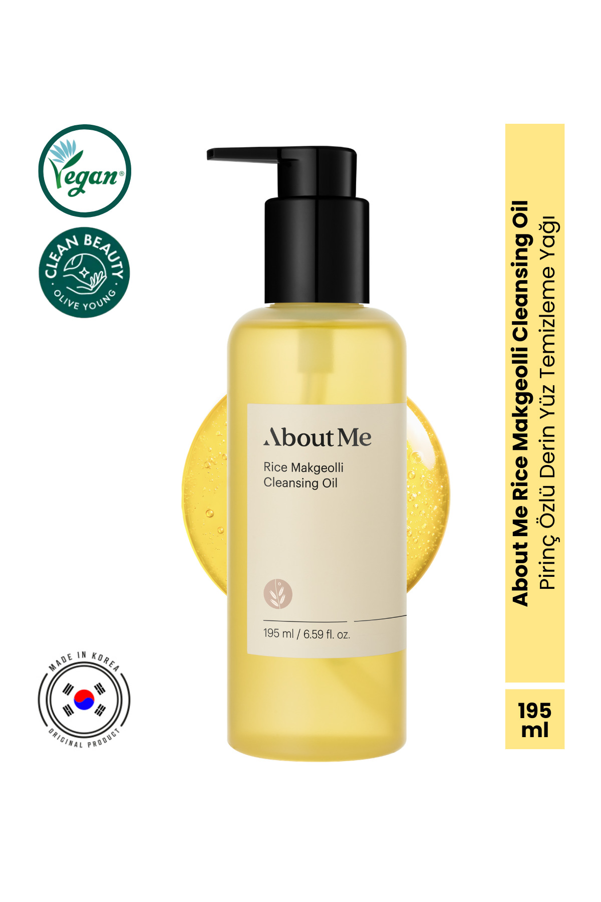 ABOUT ME Rice Makgeolli Cleansing Oil Pirinç Özlü Nemlendirici Siyah Nokta Karşıtı Yüz Temizleme Yağı 195 ml — RAA00372