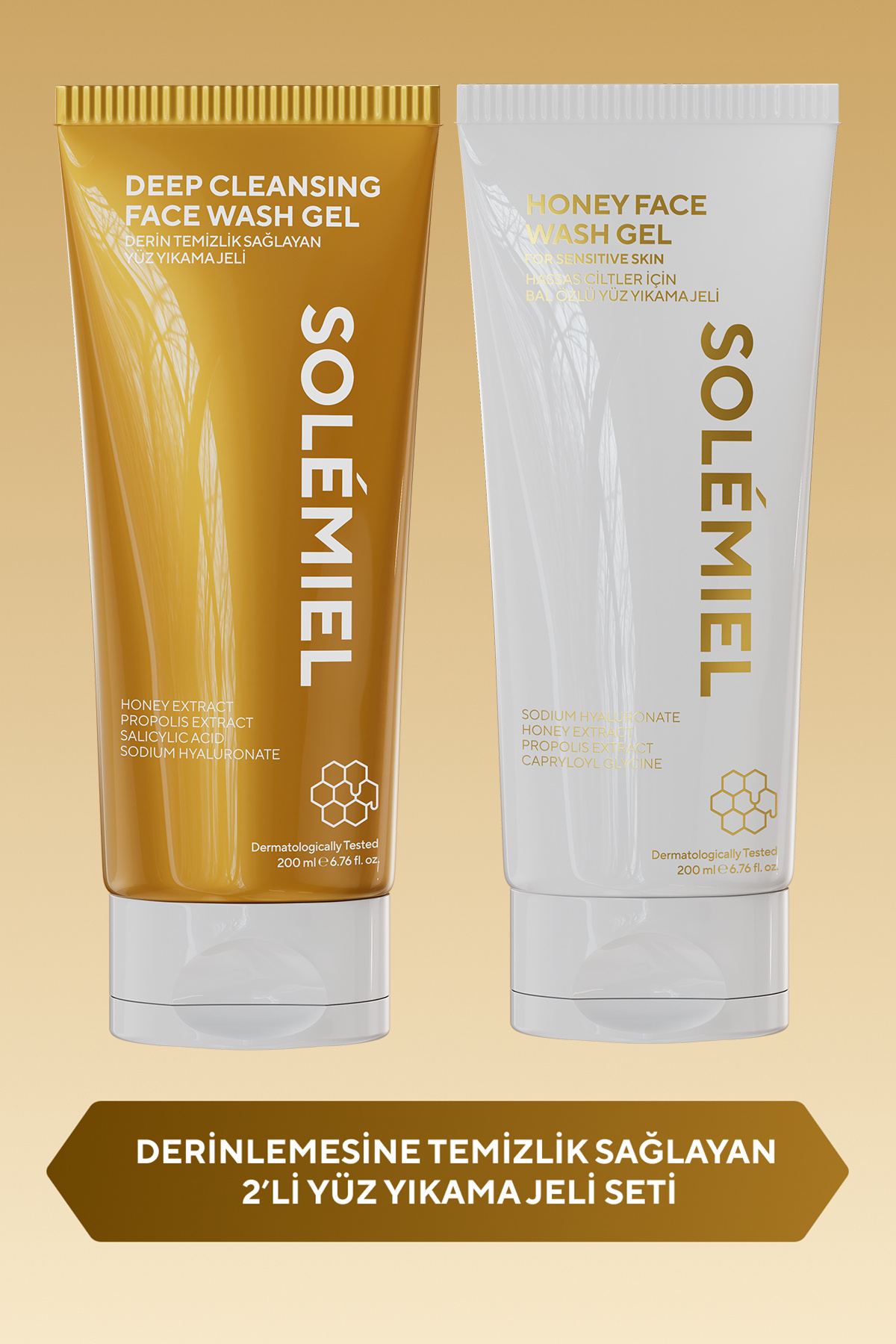 Solemiel ژل پاک کننده عمیق صورت حاوی عصاره عسل و بره موم، بسته 2 عددی، 200 میلی لیتر — 8684981442053