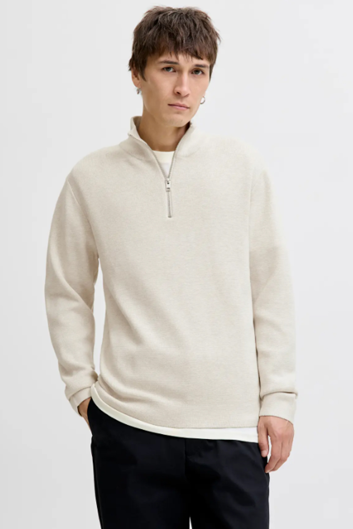 سویشرت مردانه سفید مایل به کرم JPRBLAMILNO STITCH جک اند جونز سویشرت Jack & Jones