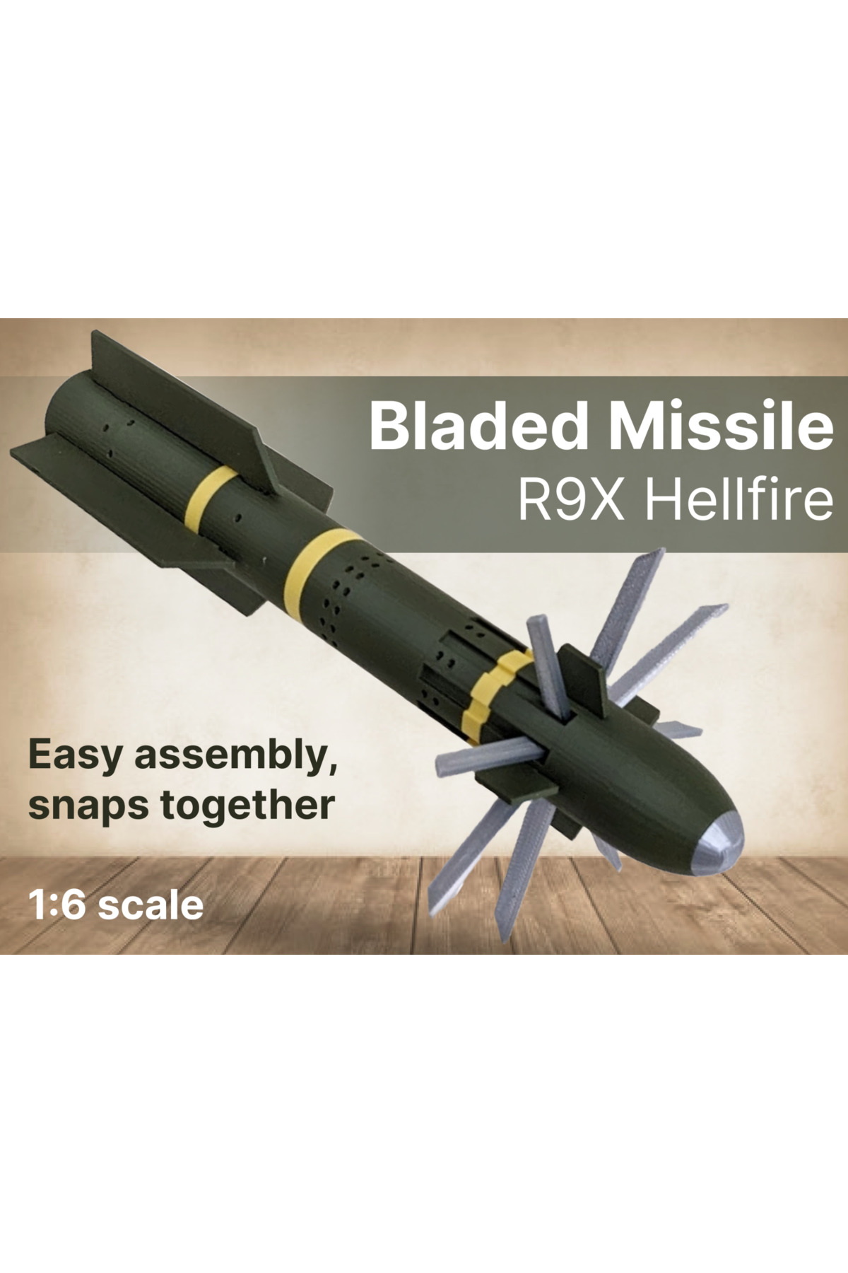 Titrek Toys Hellfire R9X Bıçaklı Füze 1:6 Ölçek - Hellfire R9X