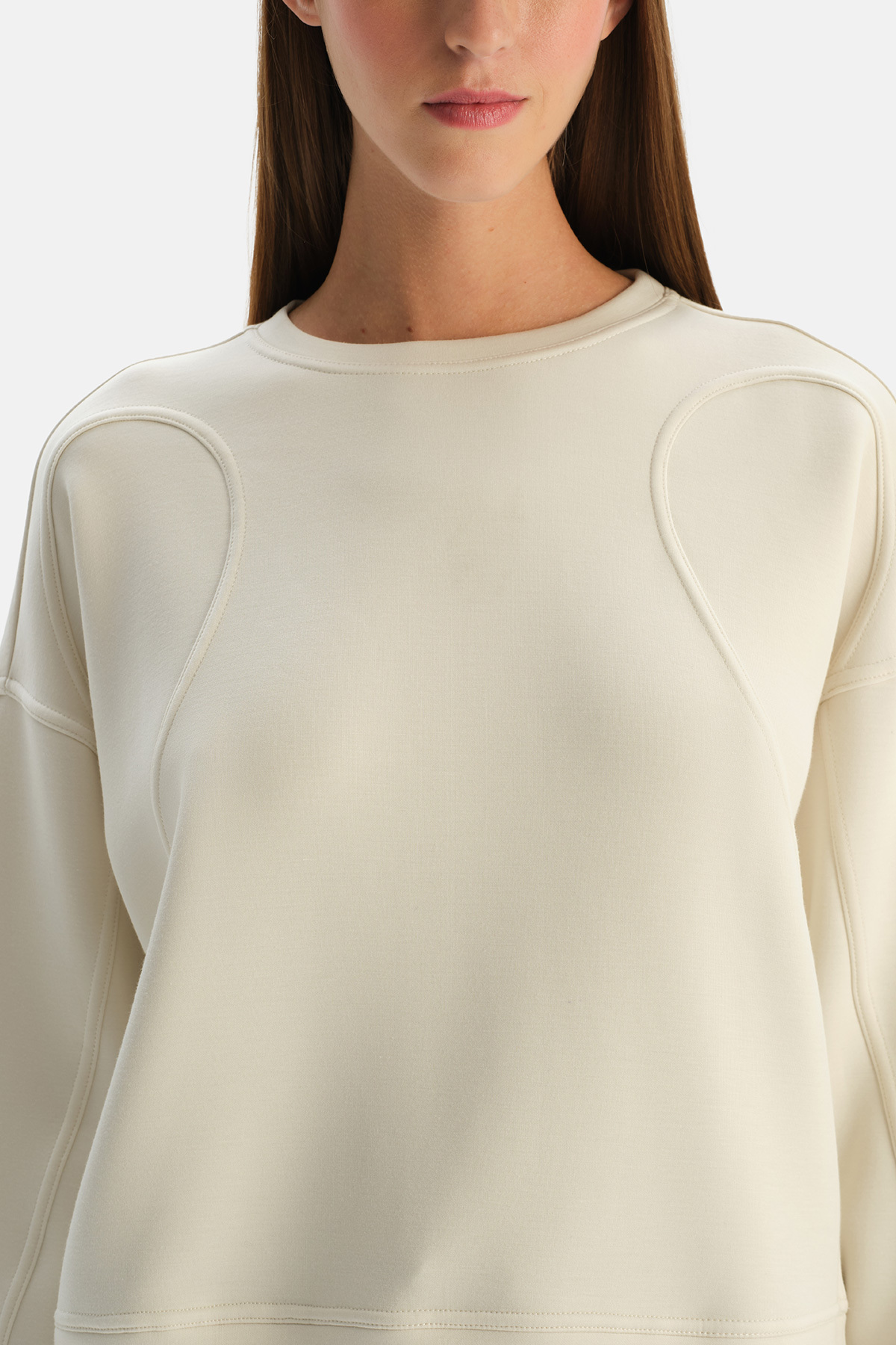 Dagi Ekru Dikiş Detaylı Sweatshirt görsel 5