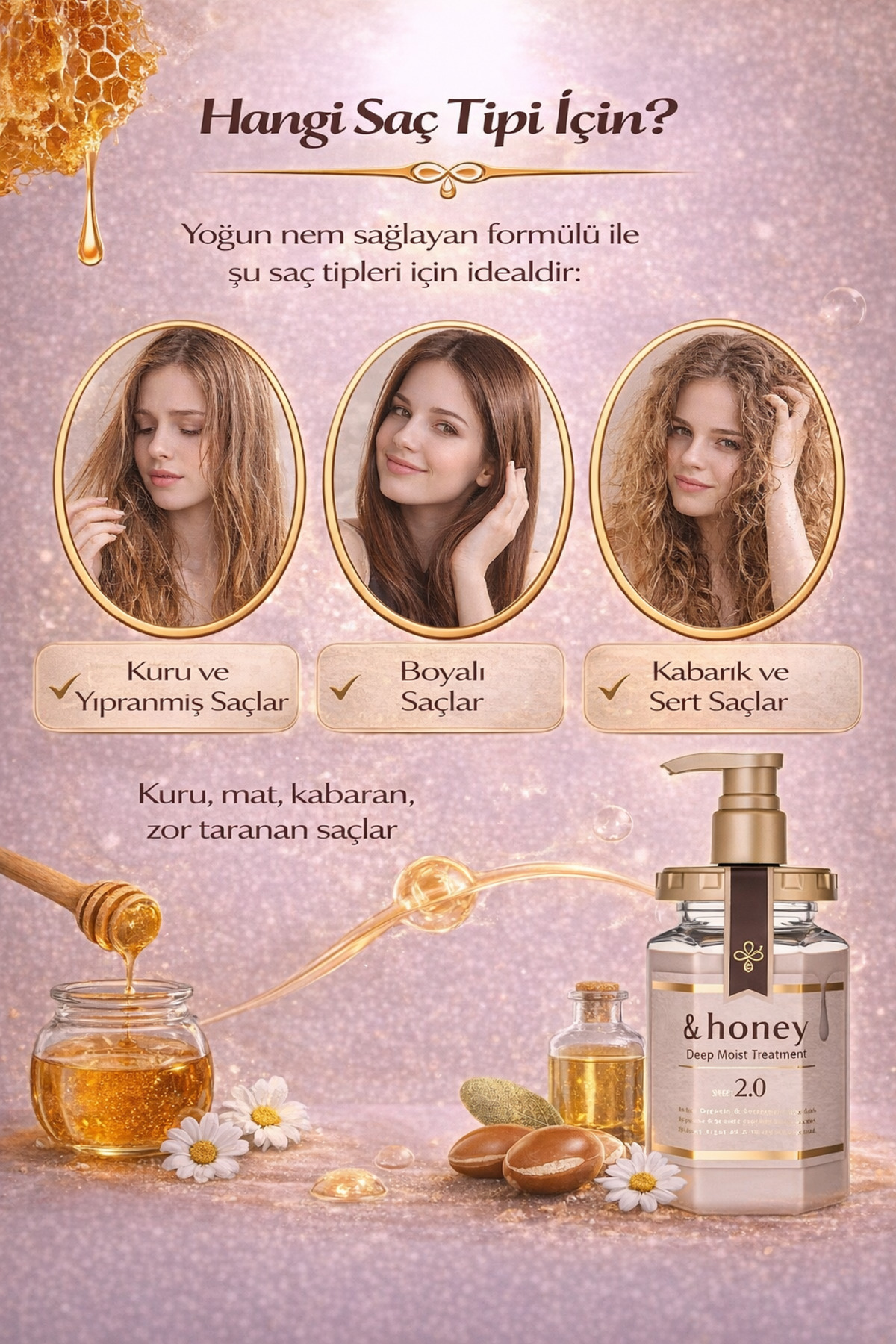Deep Moist Hair Treatment 2.0 Saç Bakım Kremi 445 g | Yoğun Nemlendirici Saç Kremi — HONEY-DM-TREAT-20 — تصویر 3 از 5