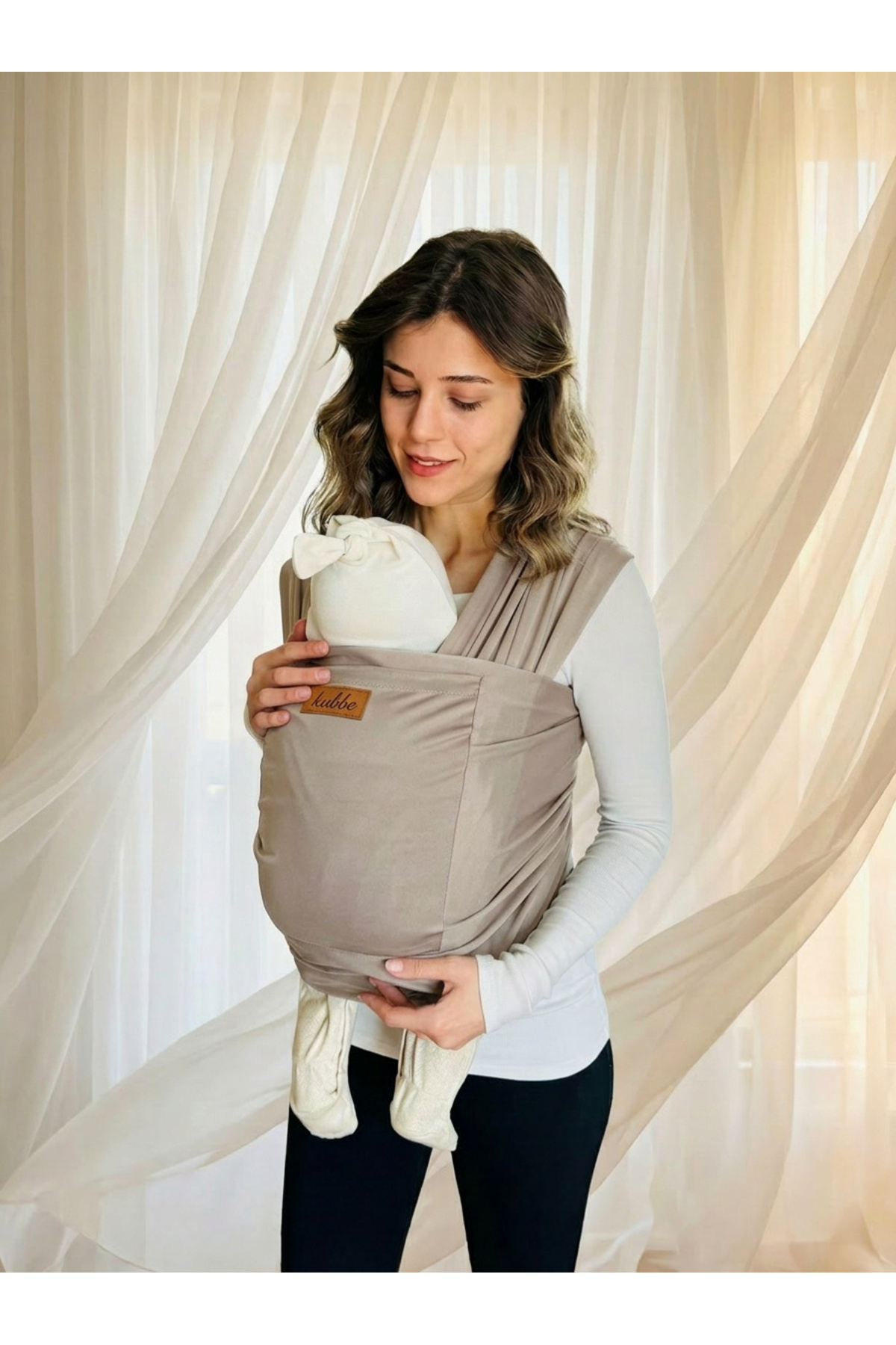 kubbe Yeni Nesil Ergonomik Bebek Taşıma Şalı - Ön Cepli Taşıma Torbalı Esnek Sling - İnce Ve Hafif fotoğrafı 6 (önizleme)