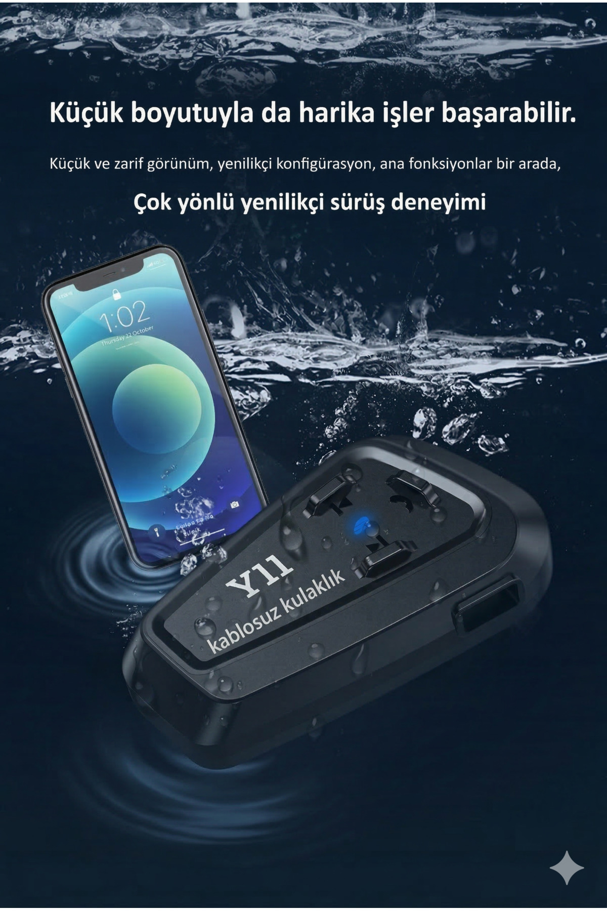 Y11 Motosiklet Kask Kulaklığı Bluetooth 5.3 Intercom - Gürültü Engelleyici Mikrofonlu