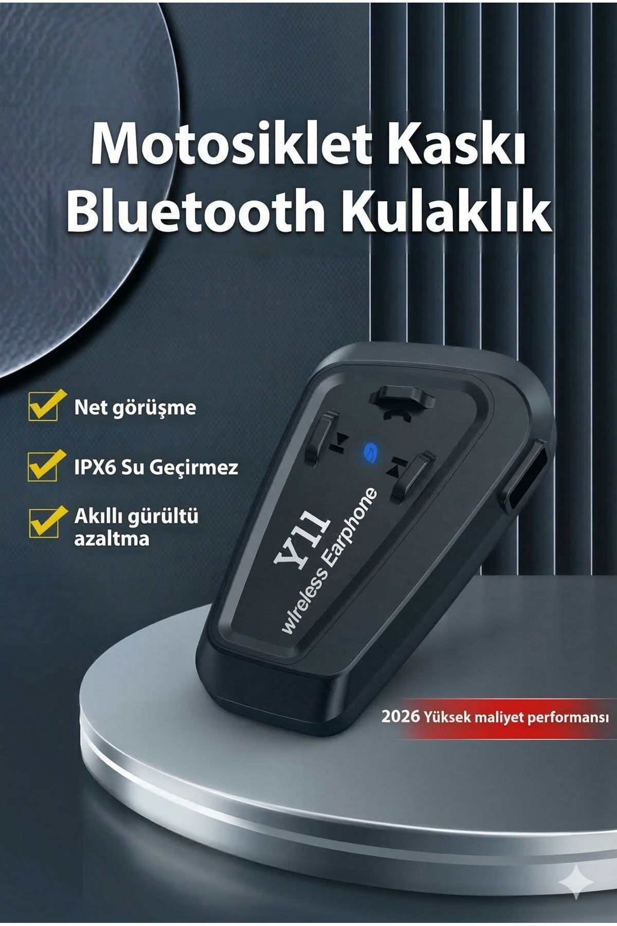 Y11 Motosiklet Kask Kulaklığı Bluetooth 5.3 Intercom - Gürültü Engelleyici Mikrofonlu