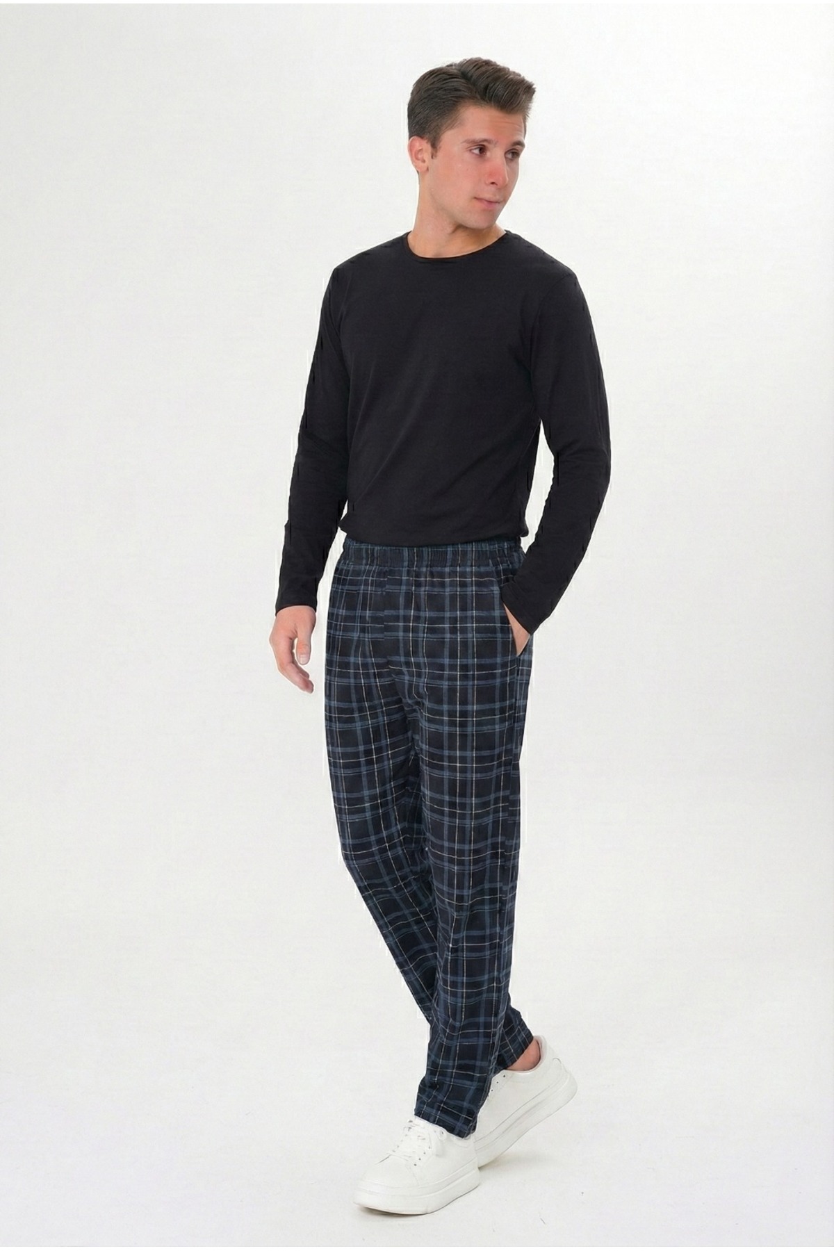 Pijamasoft  Erkek Cepli Uzun Kol Pijama Takımı Siyah - Görsel 2