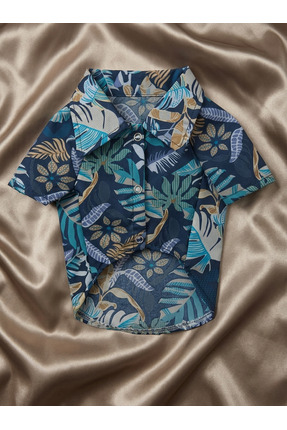 Patipin Tropikal Yaprak Desenli Yazlık Köpek Gömleği - Hawai Tarzı Pet Kıyafeti
