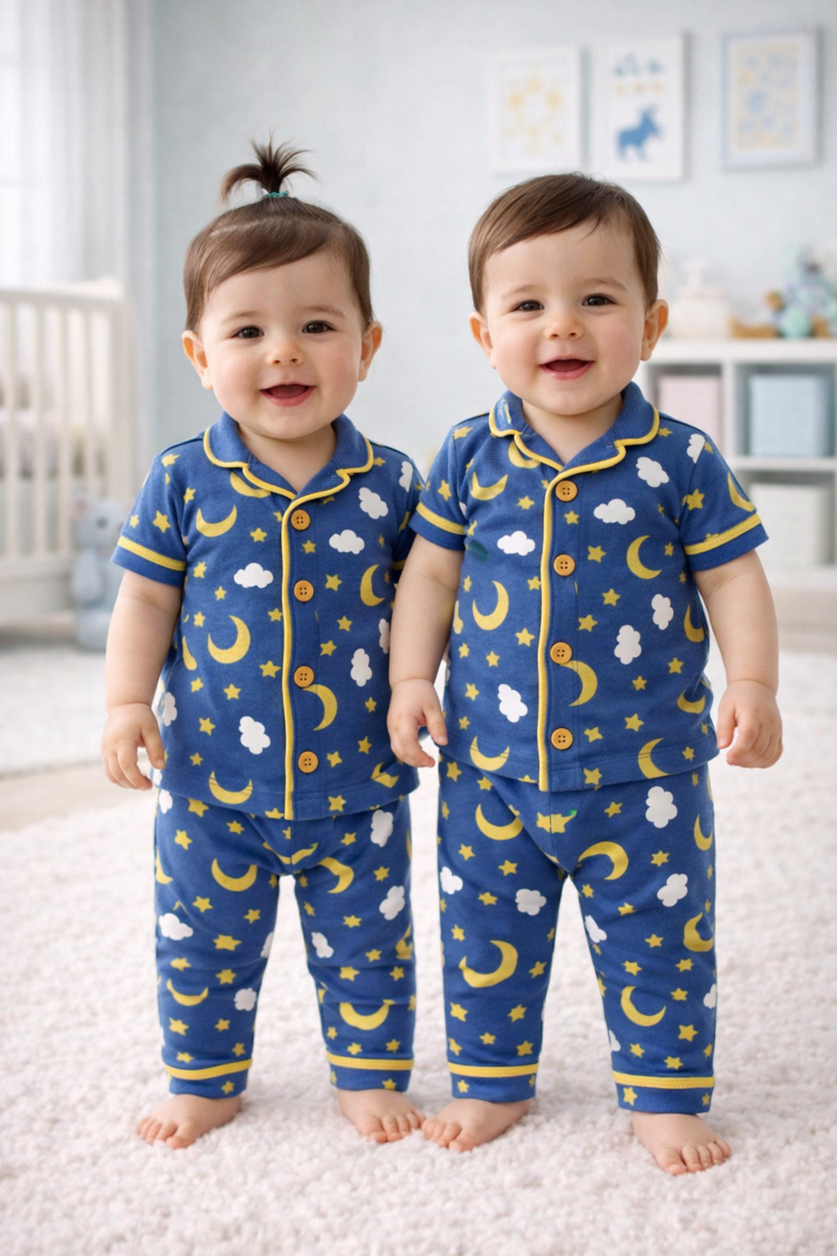 BEBEXO KIDS Ay Desenli Unisex Bebek Pijama Takımı -%100 Pamuk | 6-24 Ay fotoğrafı 3 (önizleme)