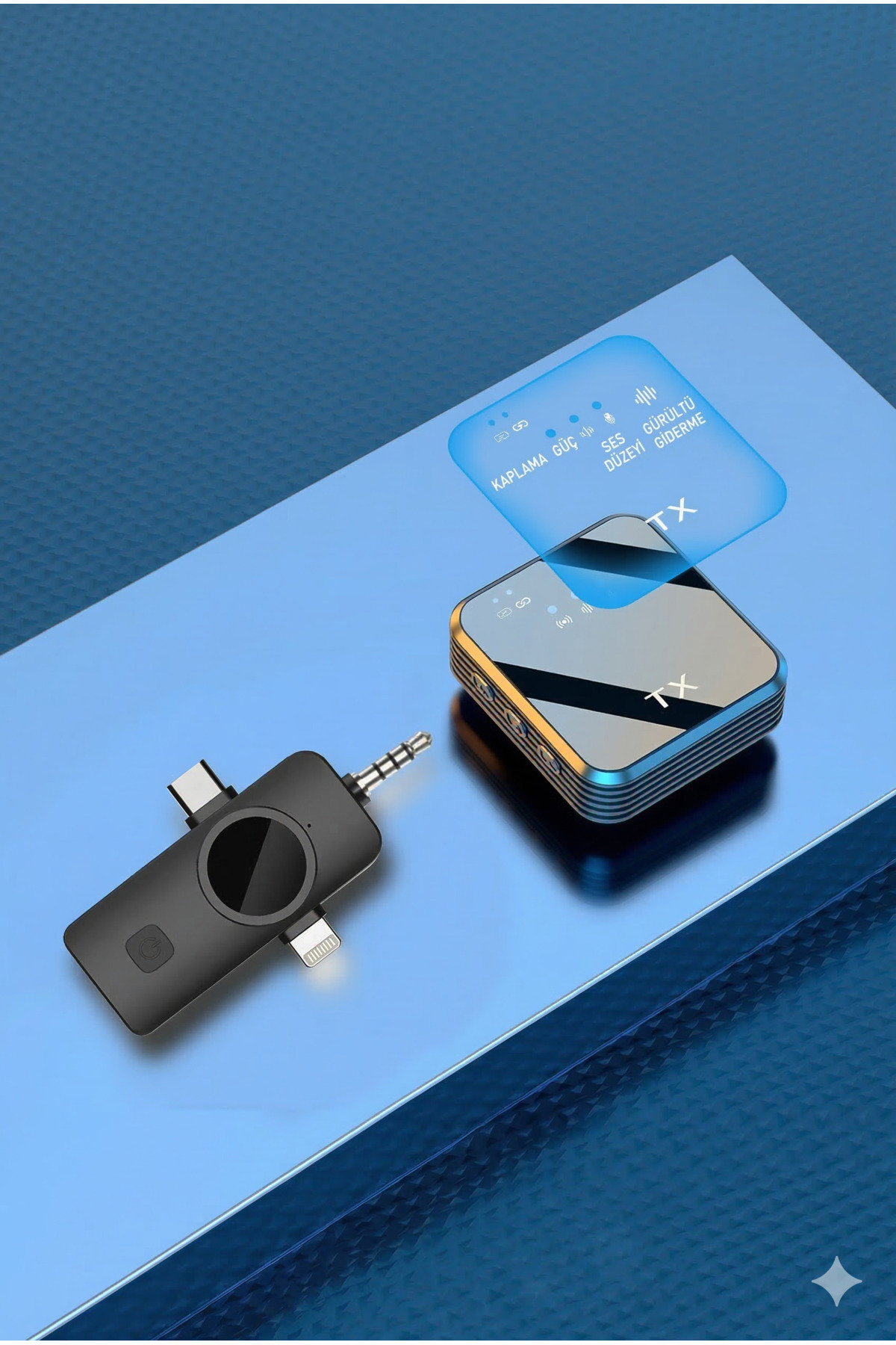 F16 Kablosuz Yaka Mikrofonu - Gürültü Engelleyici - Şarj Kutulu Mikrofonu (iPhone & Type-C & Aux)