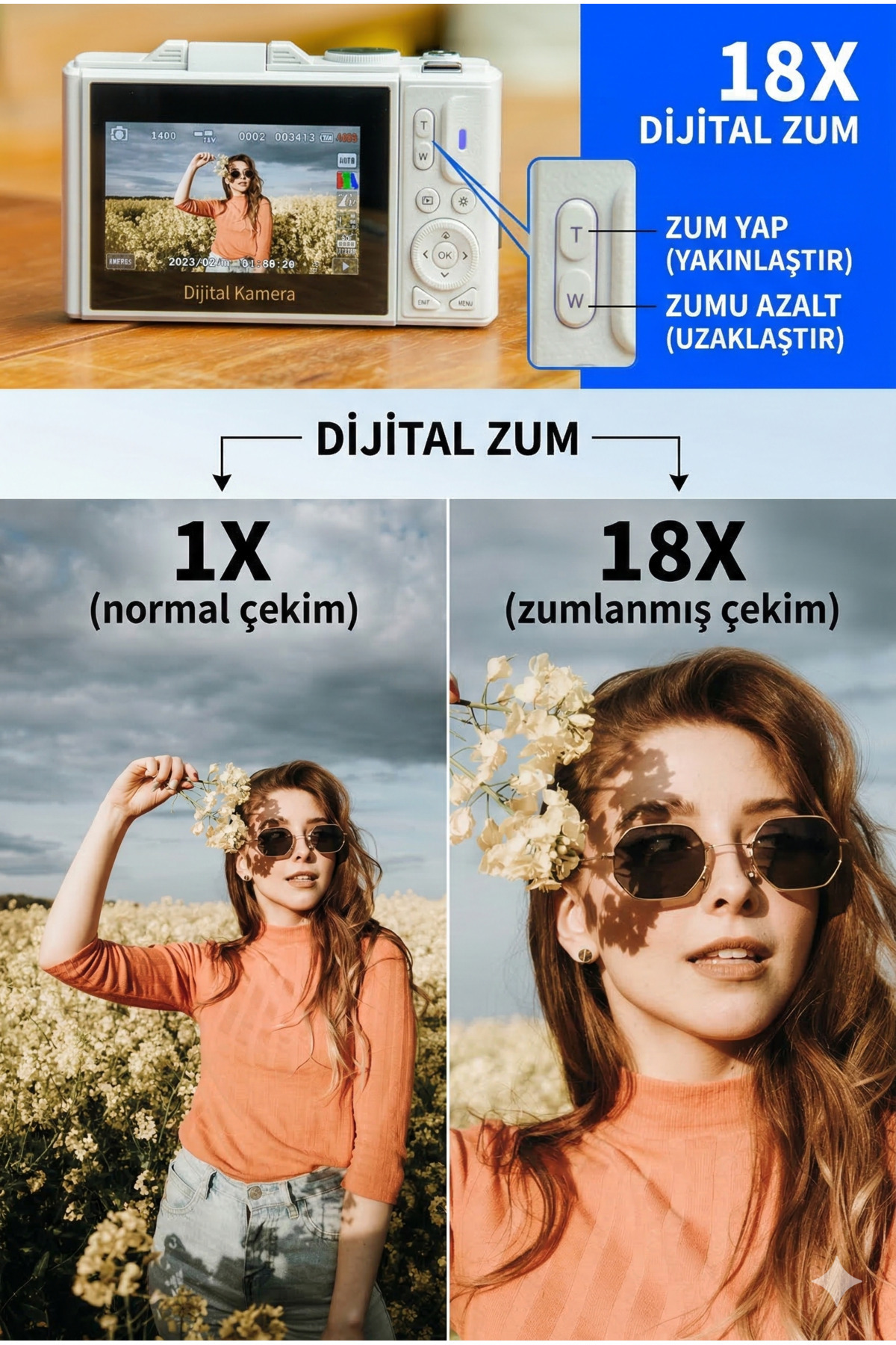 4K Ultra HD Dijital Vlog Kamerası - 16X Dijital Zoom - Oto Fokus ve Gece Görüşlü Fotoğraf Makinesi