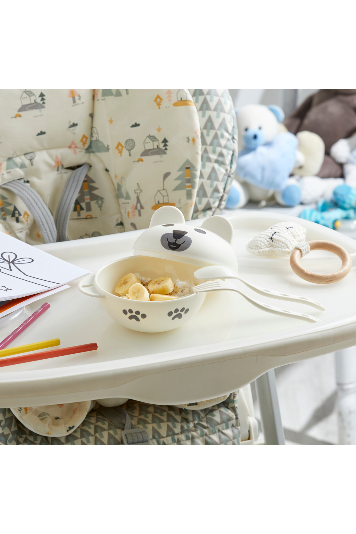 tinibud PP Bebek Mama Kasesi Kaşık Çatal Seti 258 ml Kırılmaz Dayanıklı 10.9x15.6x13 cm Sevimli Ayıcık fotoğrafı 5 (önizleme)