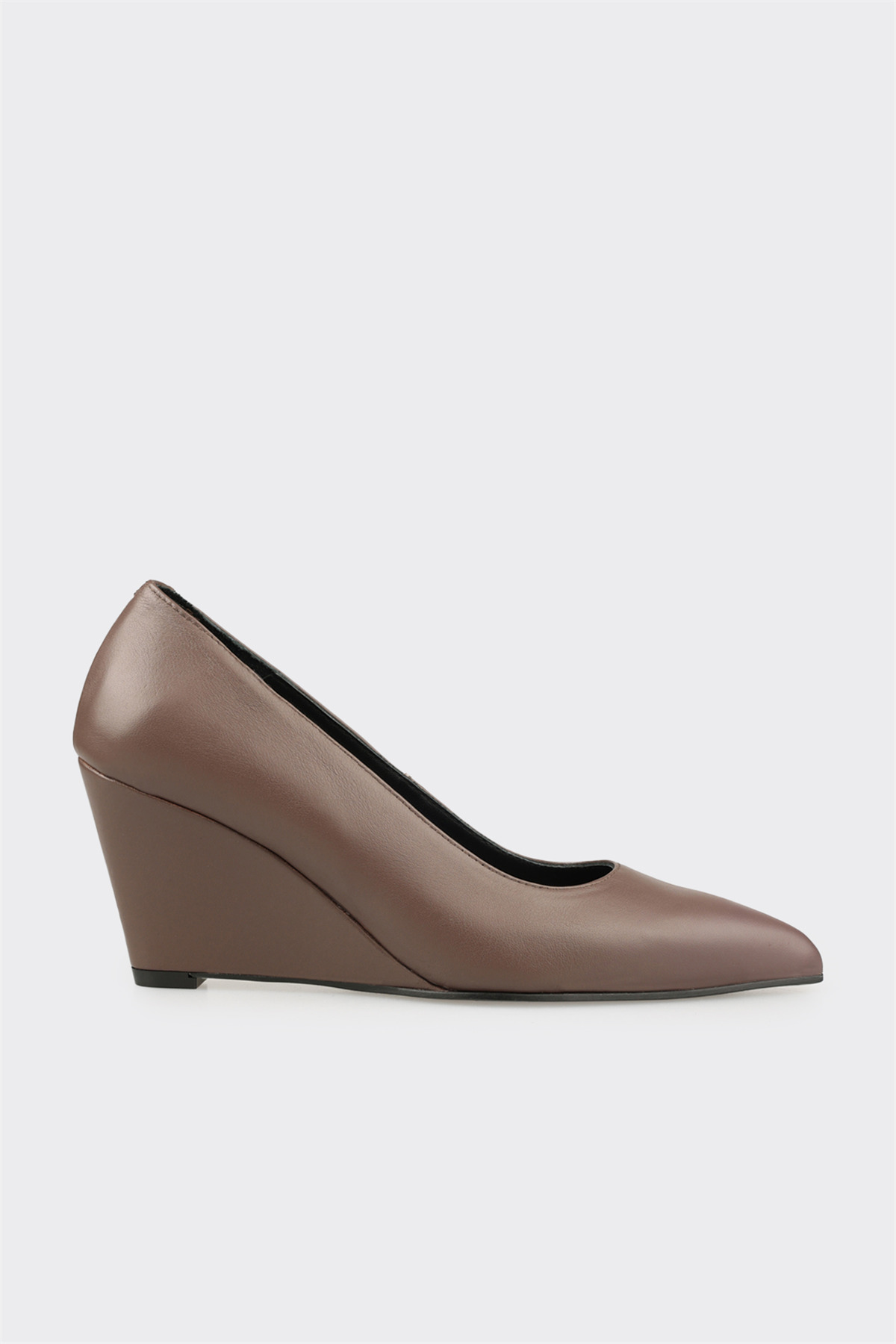 Elle Shoes Vizon Deri Kadın Orta Topuk Ayakkabı