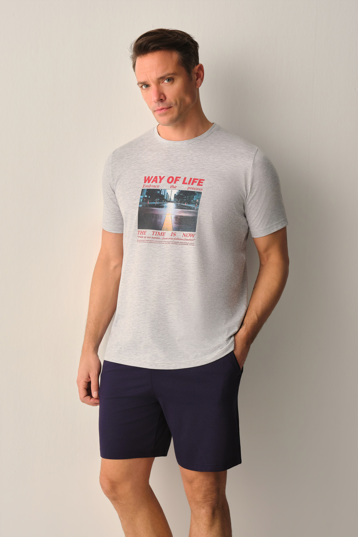 SUWEN Wall Erkek Şort Pijama Takımı görsel 2