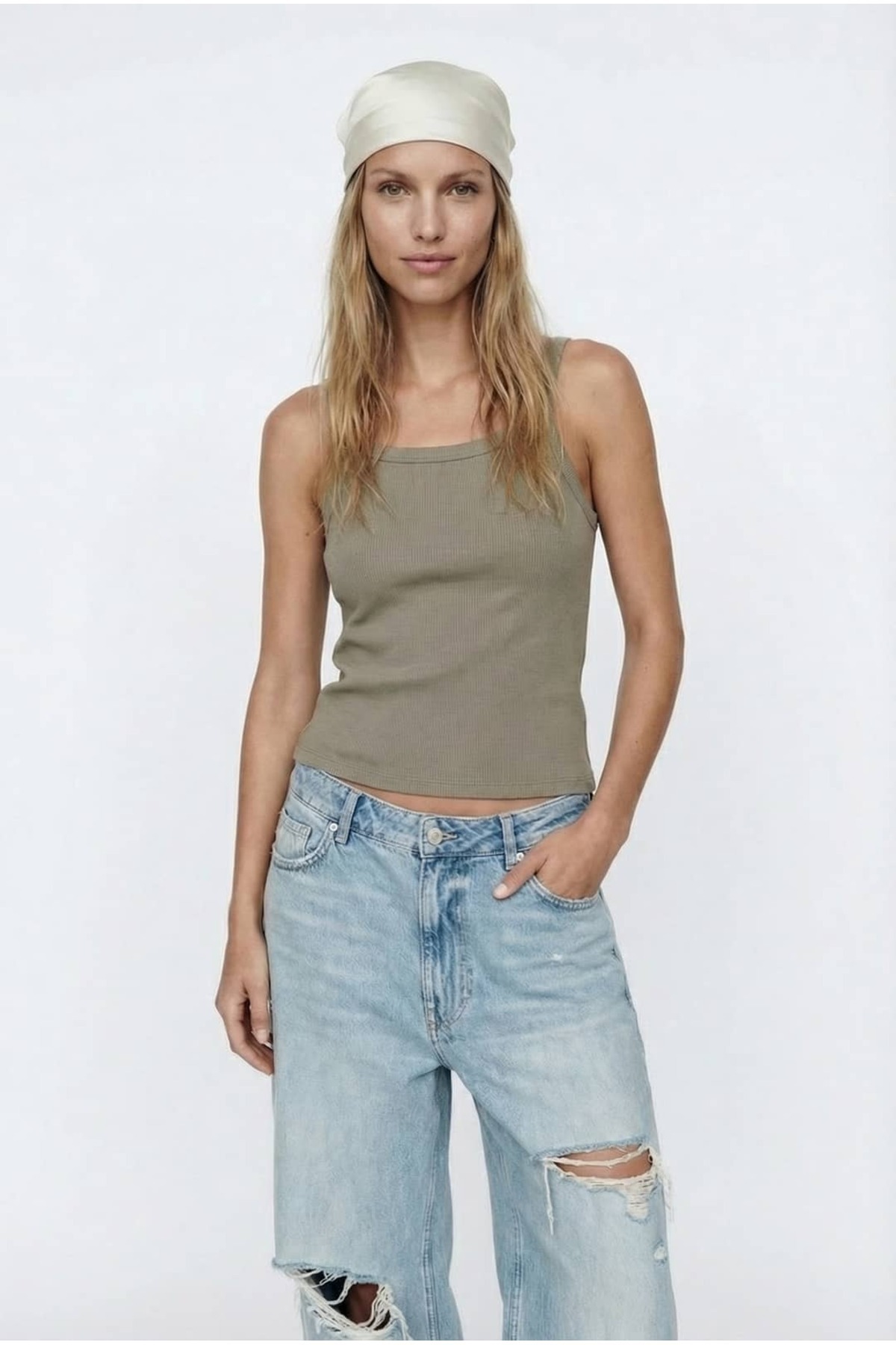 Camisole Ribbed Camisole with Thin Strap - K410