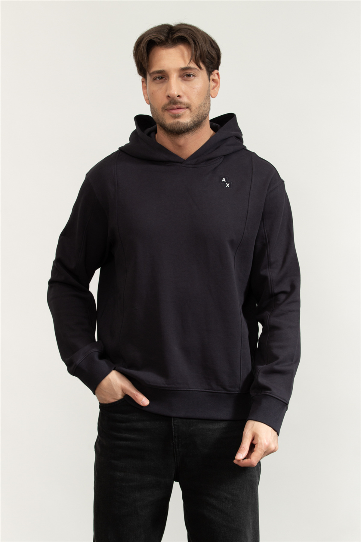 سویشرت کلاه‌دار مردانه سرمه‌ای آرمانی اکسچنج سویشرت Armani Exchange