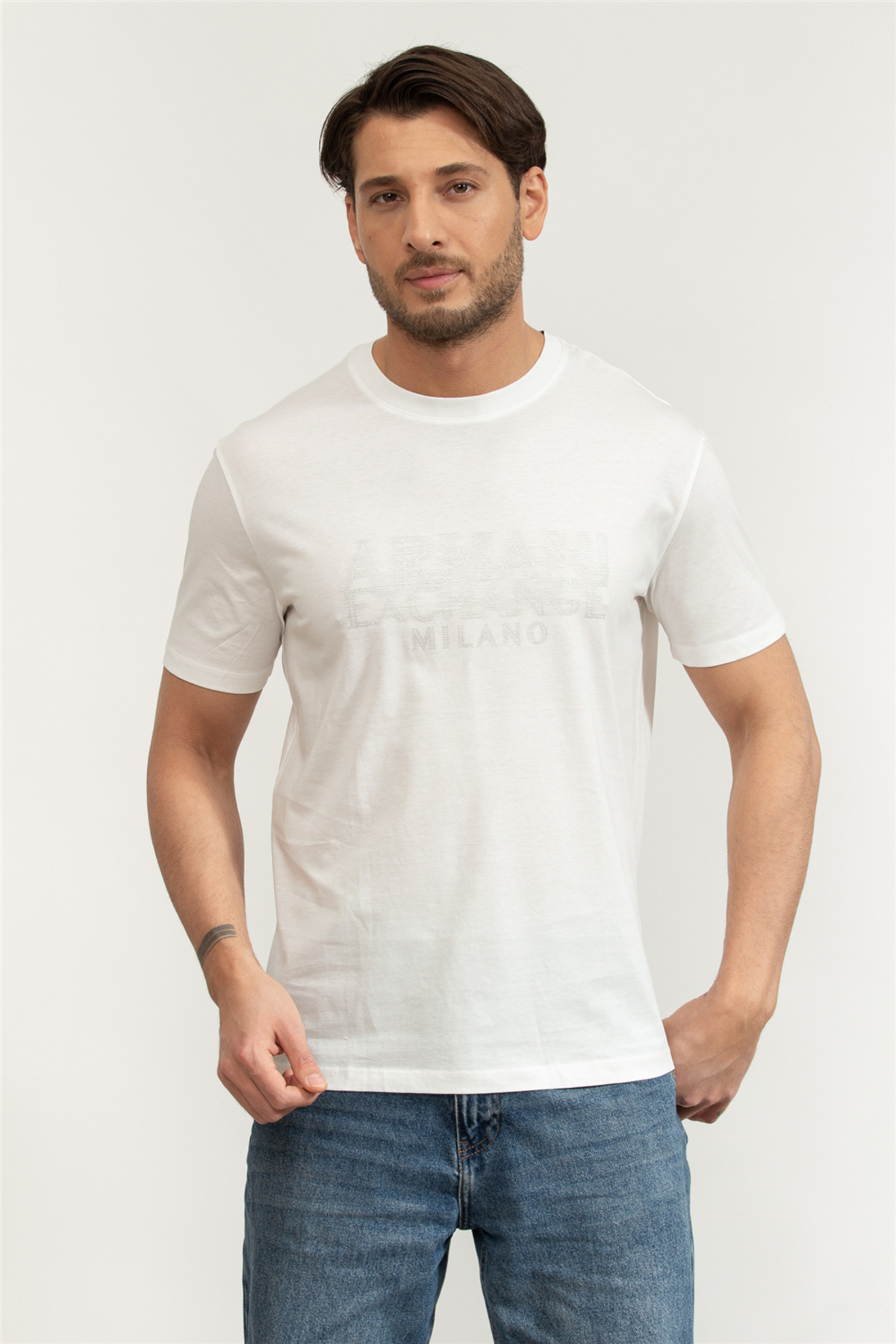 تی‌شرت یقه گرد مردانه سفید آرمانی اکسچنج تی شرت Armani Exchange