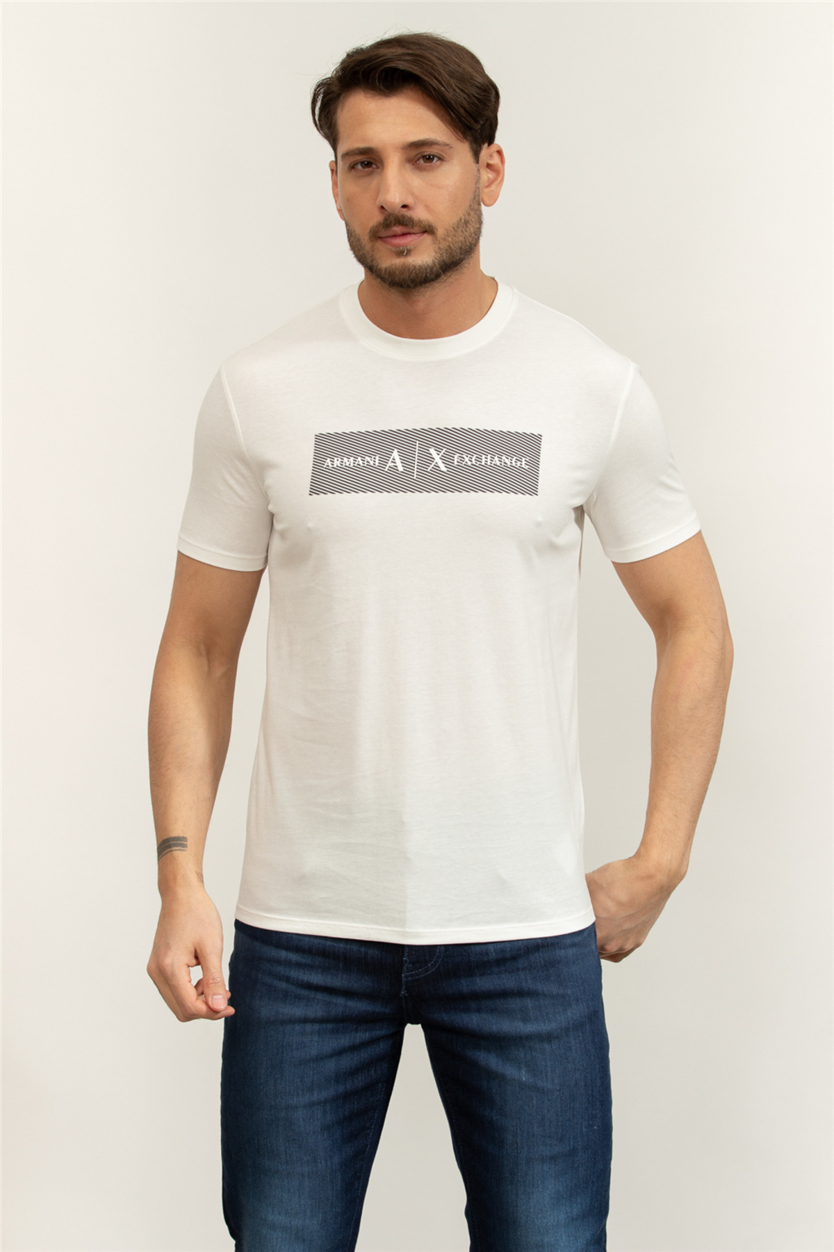 تی‌شرت یقه گرد مردانه سفید آرمانی اکسچنج تی شرت Armani Exchange