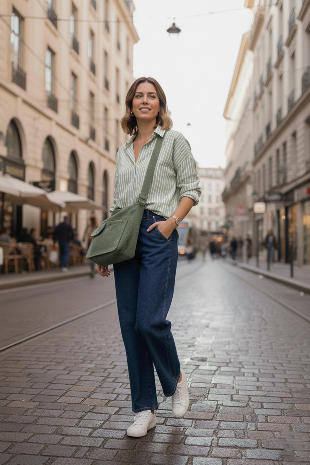 bagg  Move Model Koyu Yeşil Kadife Çanta - Görsel 8