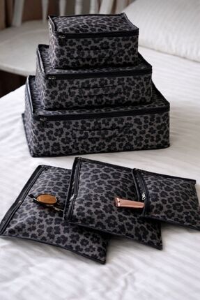 MorBebe Premium Leoparlı 6’lı Valiz Düzenleyici Set I Seyahat Organizer Çanta...