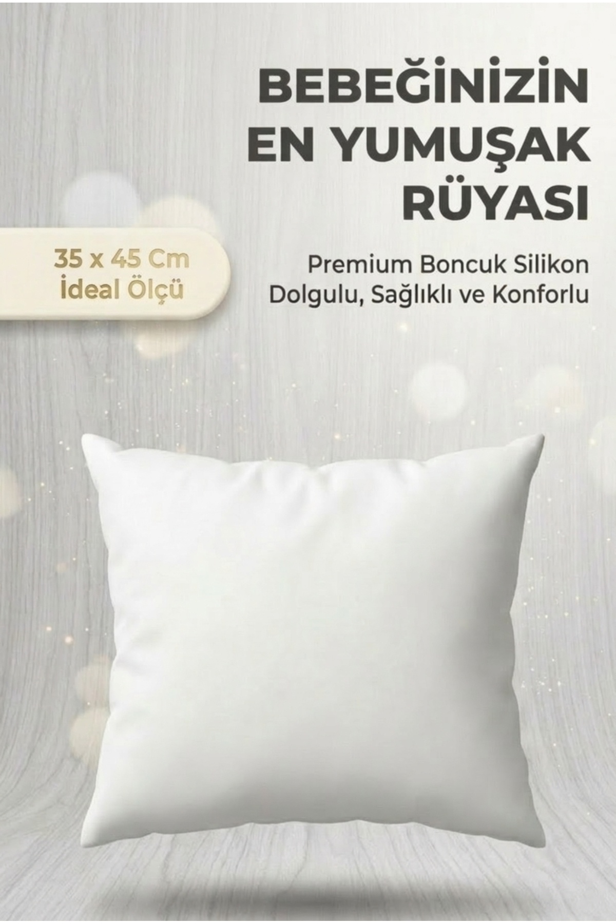 Baby Pillow Premium Beads Silicone Filled Soft Comfortable 35x45 cm White