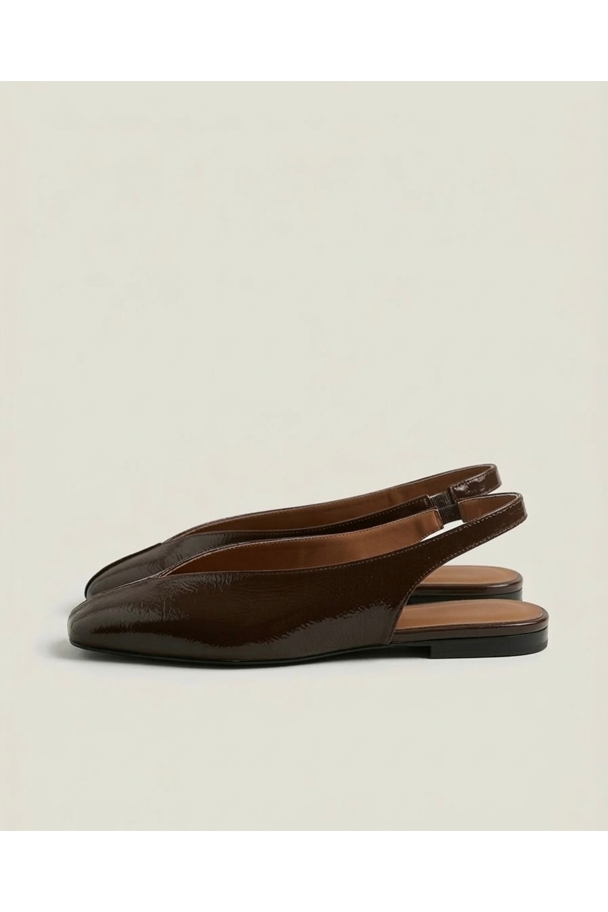 Genel Markalar Siena Kadın Kahverengi Kare Burun Babet Slingback görsel 6
