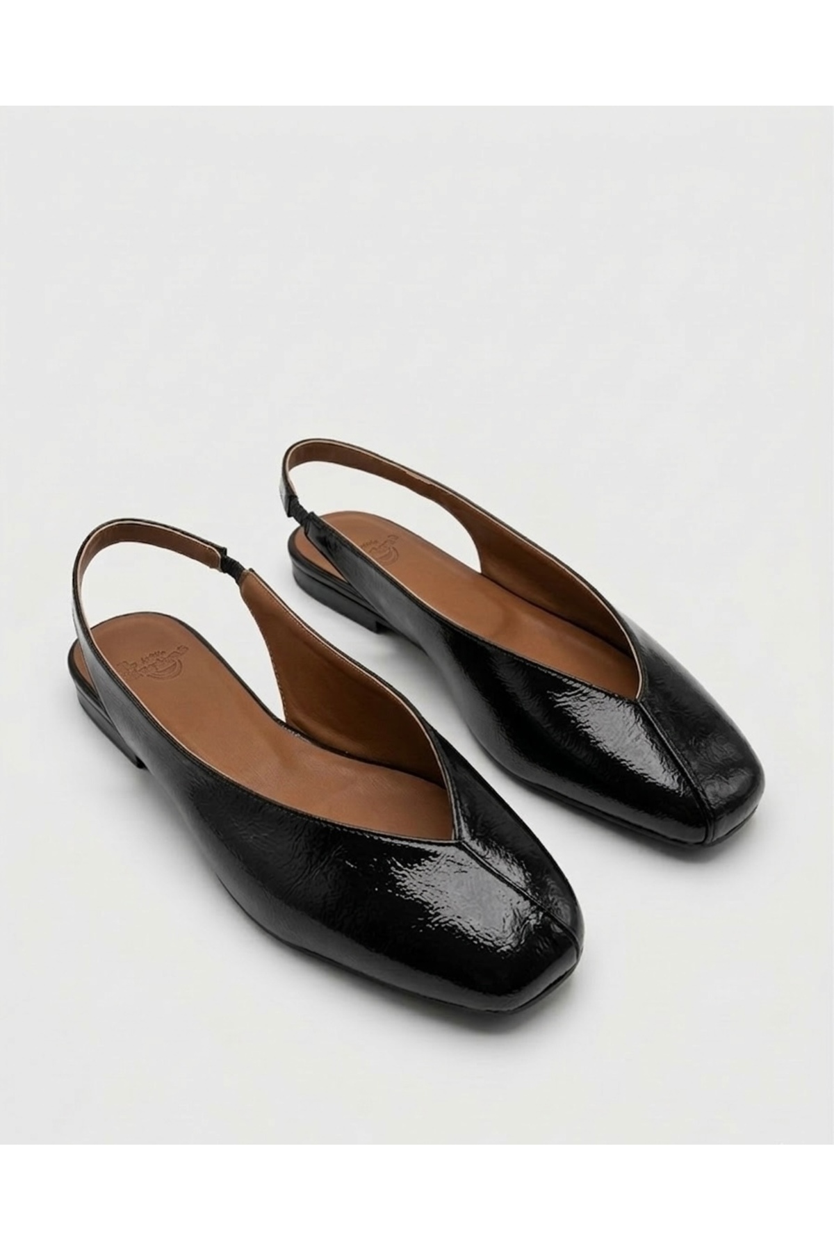 Genel Markalar Siena Kadın Siyah Kare Burun Babet Slingback görsel 3