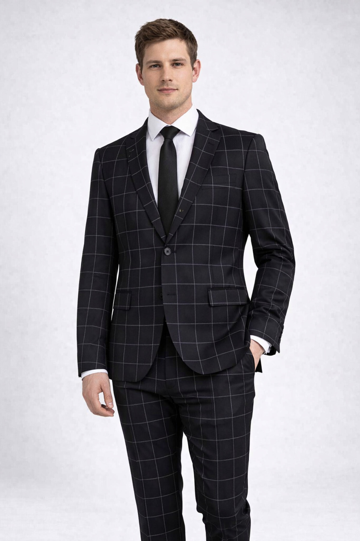 Erkek Regular Fit Klasik Takım Elbise – Premium Kumaş, Modern ve Şık Tasarım — مشکی 26-160007-53/345 — تصویر 3 از 5
