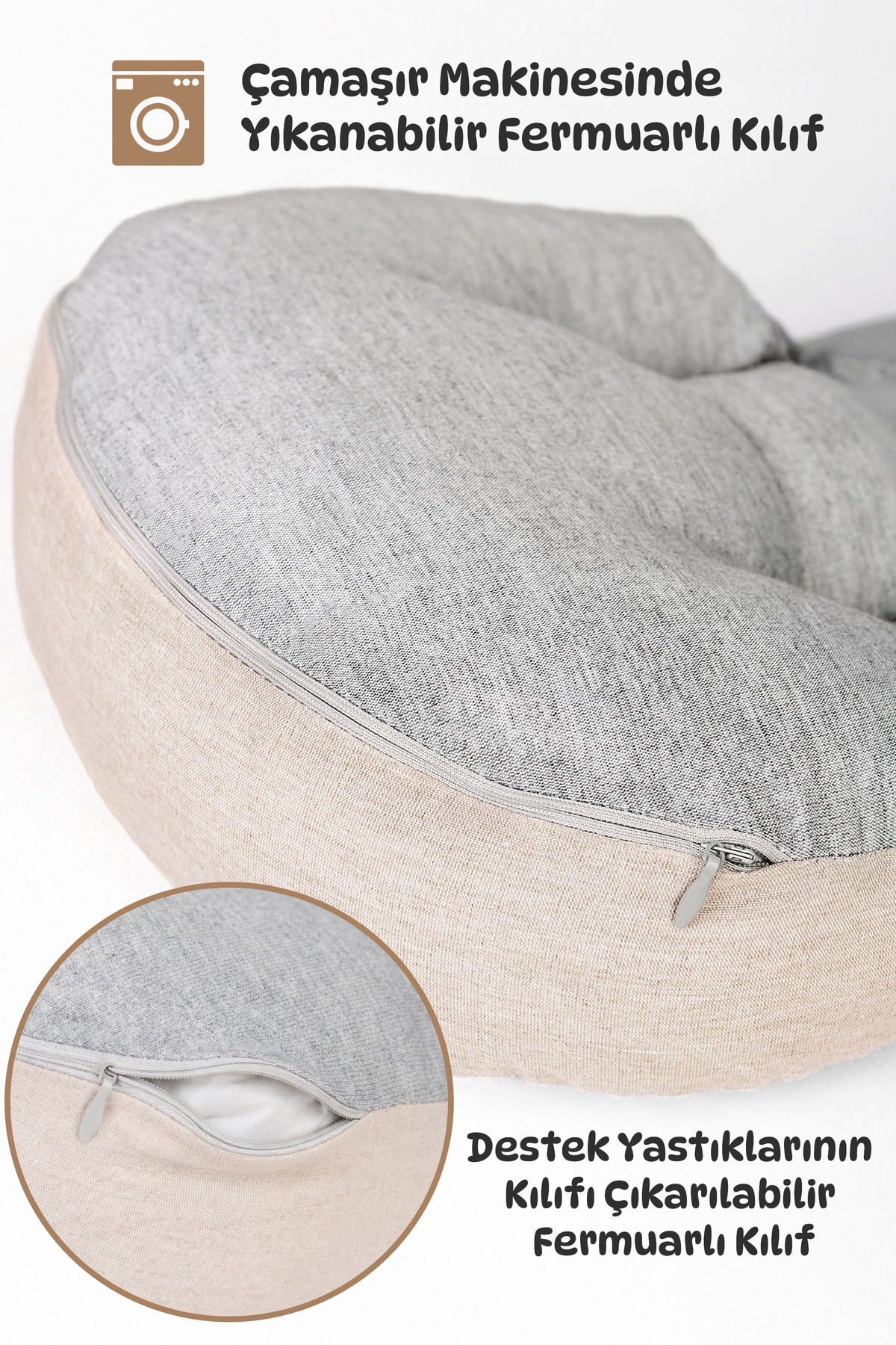 HAMUR Hamile Cırtlı Ayarlanabilir Bel Karın Destek Yastığı Yıkanabilir Kılıflı Bebek Uyku Minderi fotoğrafı 3 (önizleme)