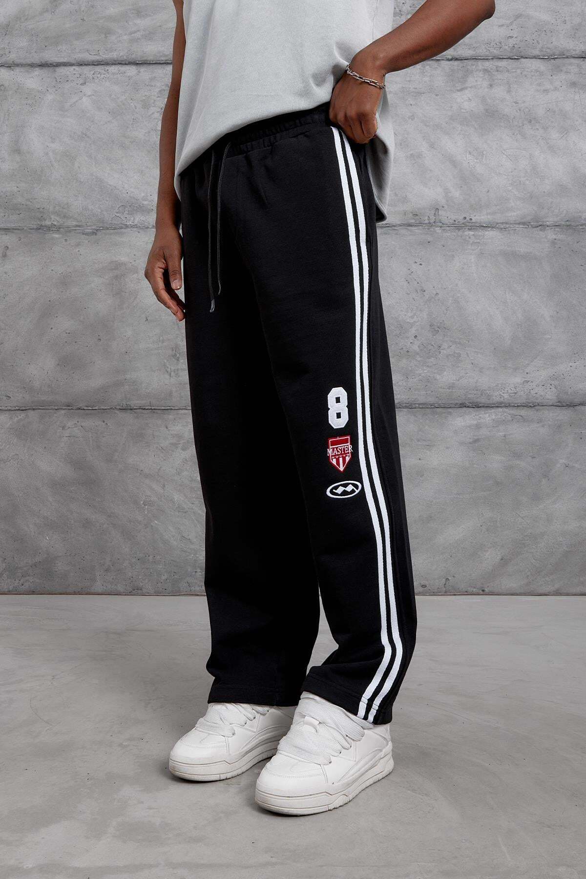 NOMARC Erkek Eşofman Altı 8 ALTI Lacivert Oversize Baskılı Baggy