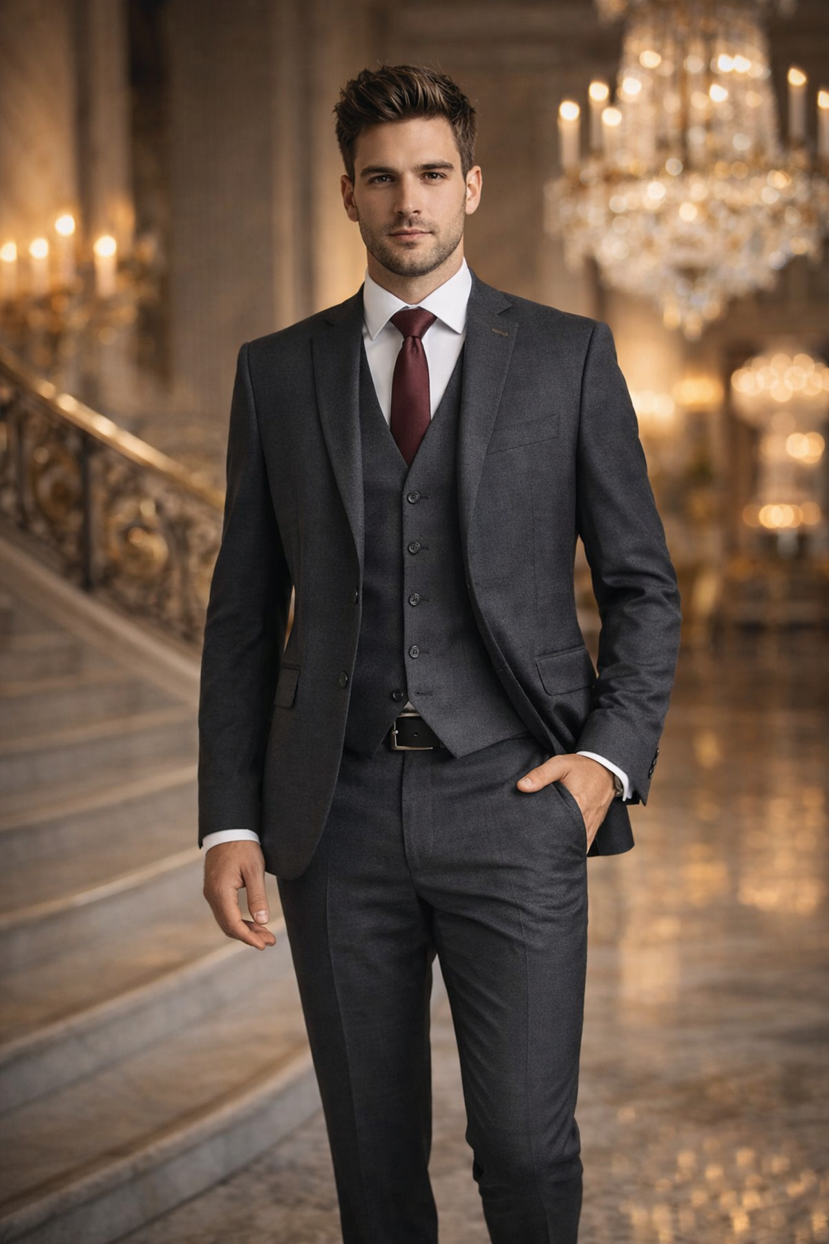 CARLIONE  Erkek Regular Fit Yelekli Klasik Takım Elbise – Premium Kumaş, Modern ve Şık Tasarım - Görsel 2