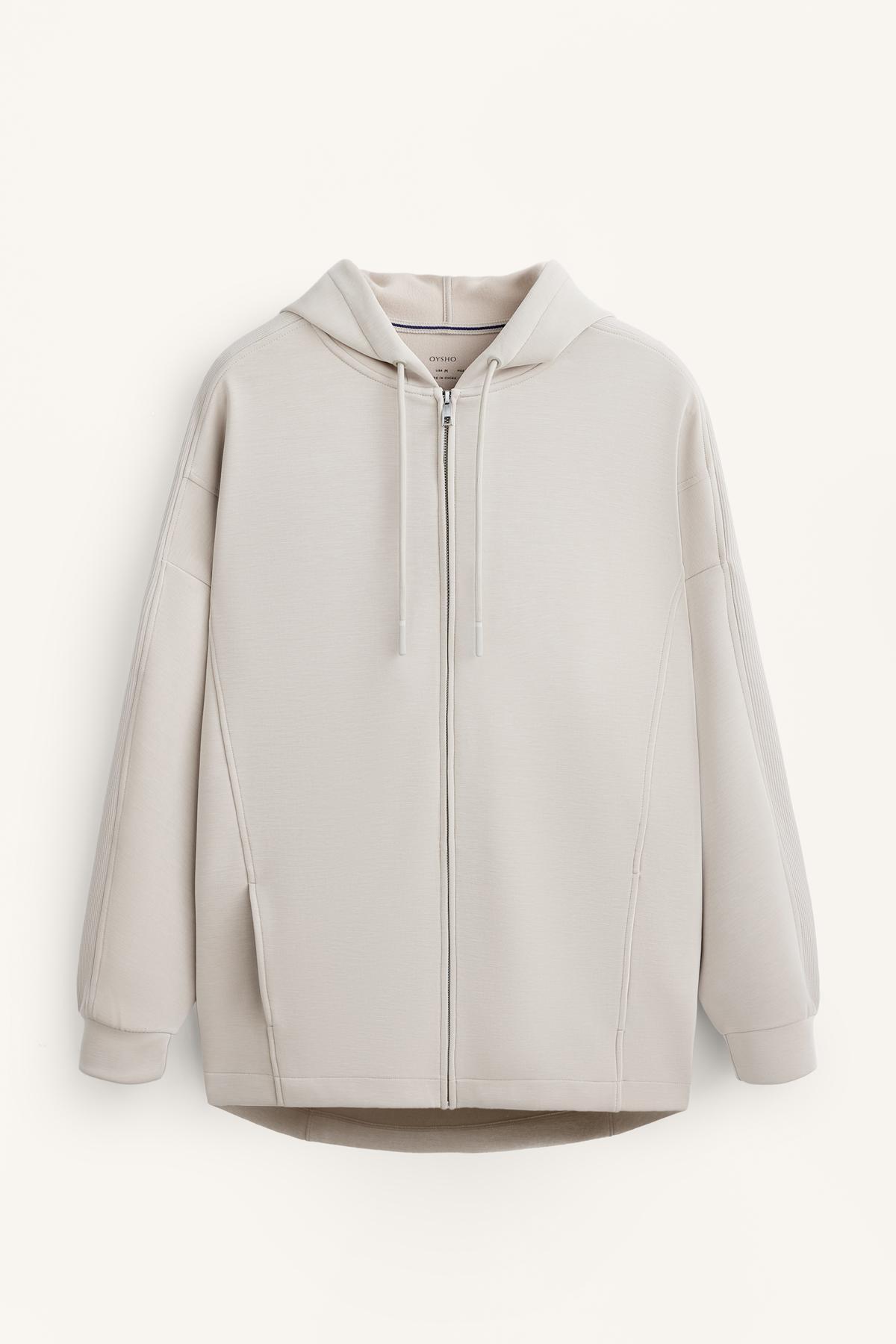 Oysho  Kapüşonlu uzun fitilli detaylı modal brushed ceket - Görsel 7