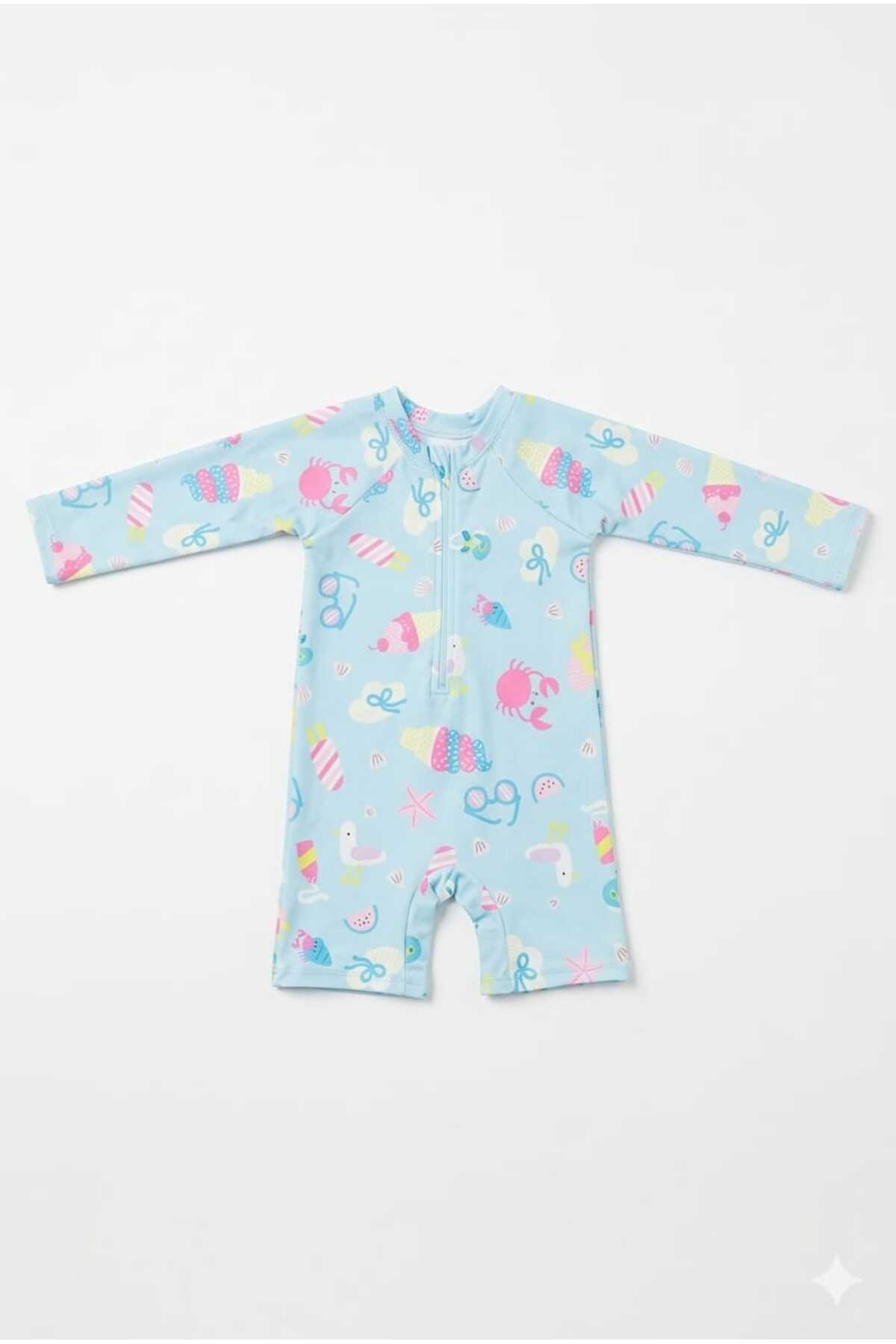 Beniizle Şortlu Desenli Uzun kollu Erkek Bebek Çocuk Yüzücü Mayosu fotoğrafı 2 (önizleme)