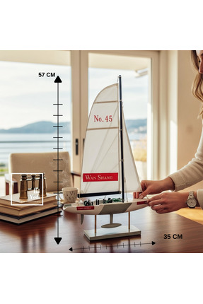 İki Yedi Konsept Quero Yelkenli Gemi Maketi 57 cm Kırmızı Mavi Yarış Teknesi ...