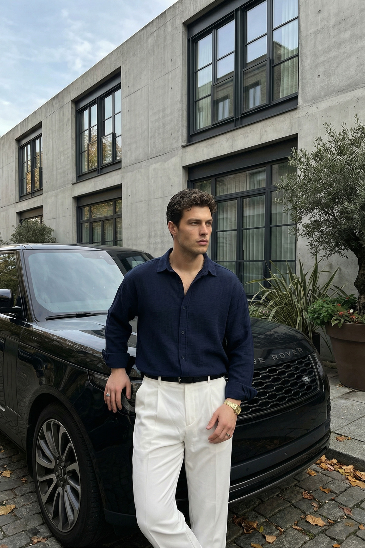 Livio Ferri  Yurin Erkek Premium Müslin %100 Pamuk Oversize Uzun Kollu Gömlek - Görsel 7