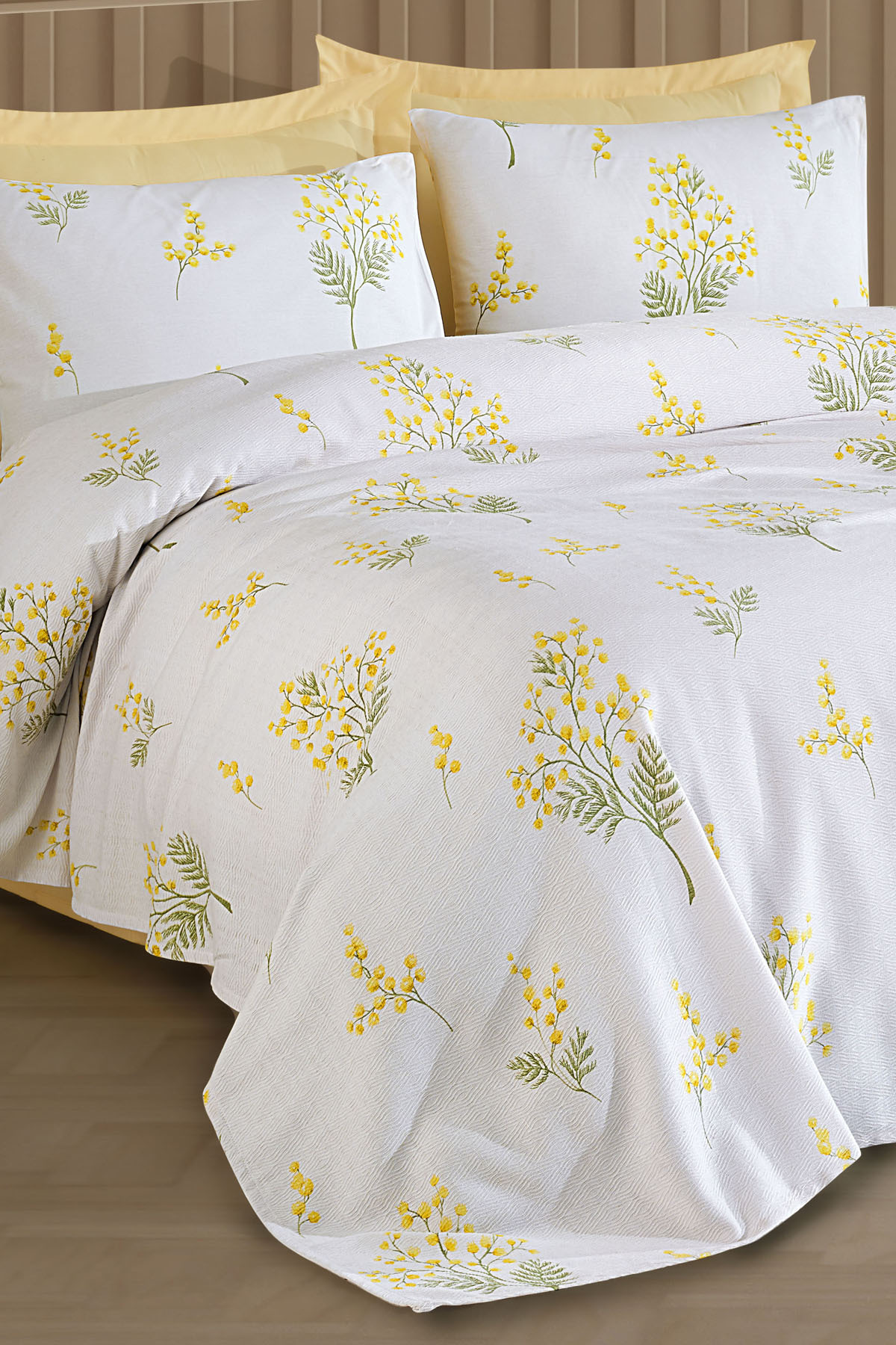 Patterned Quilting Cover Double Mimosa Yellow (Quilting)
