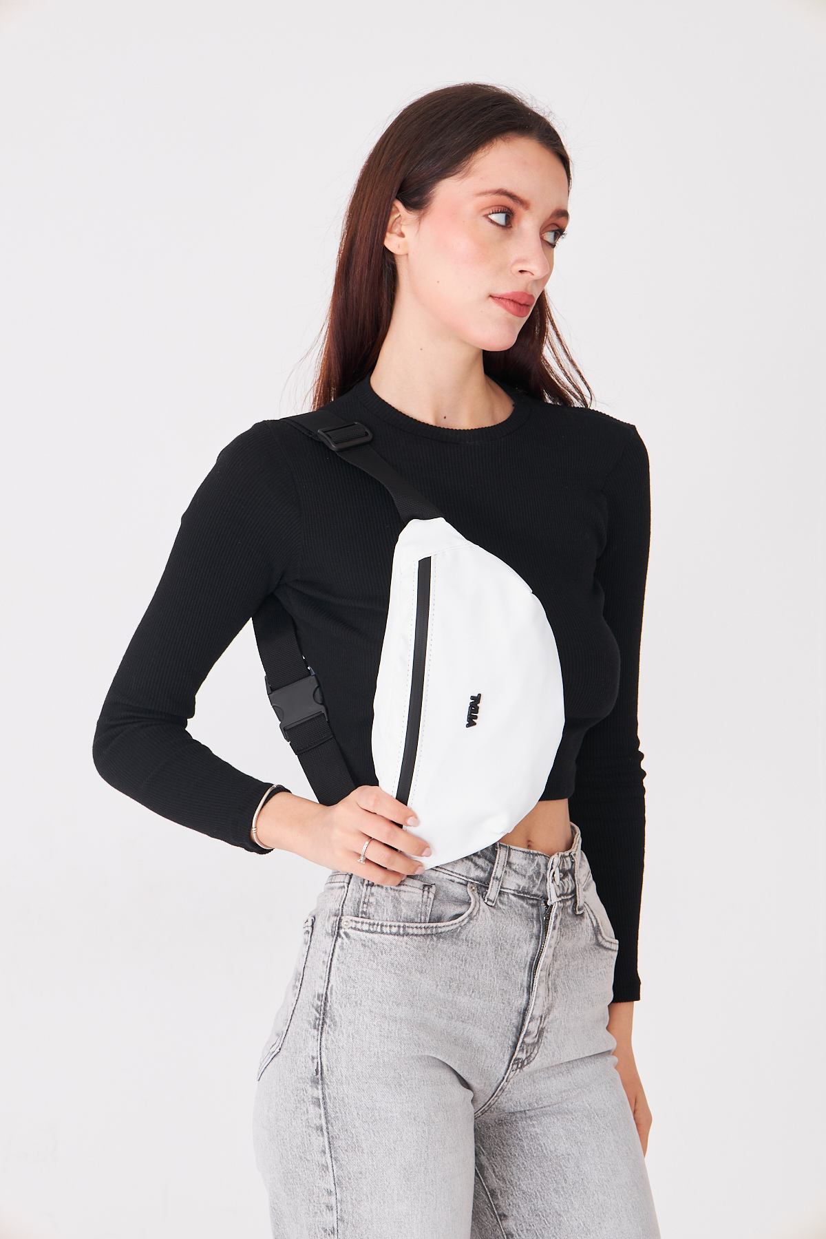 Superbag Gri 2 Bölmeli Çapraz Askılı Bel ve Omuz Çantası Unisex Günlük Kullanım Çanta görsel 6