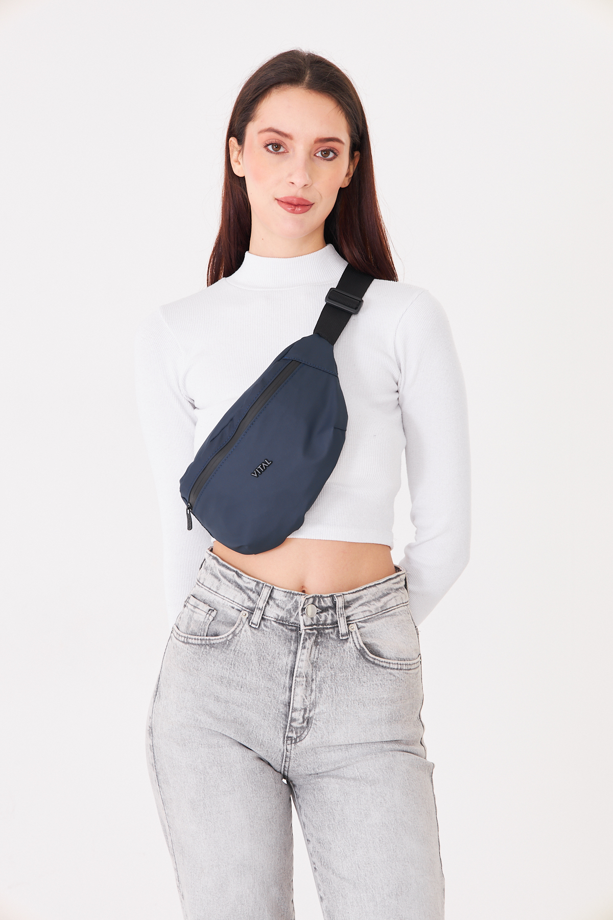 Superbag Gri 2 Bölmeli Çapraz Askılı Bel ve Omuz Çantası Unisex Günlük Kullanım Çantası görsel 2