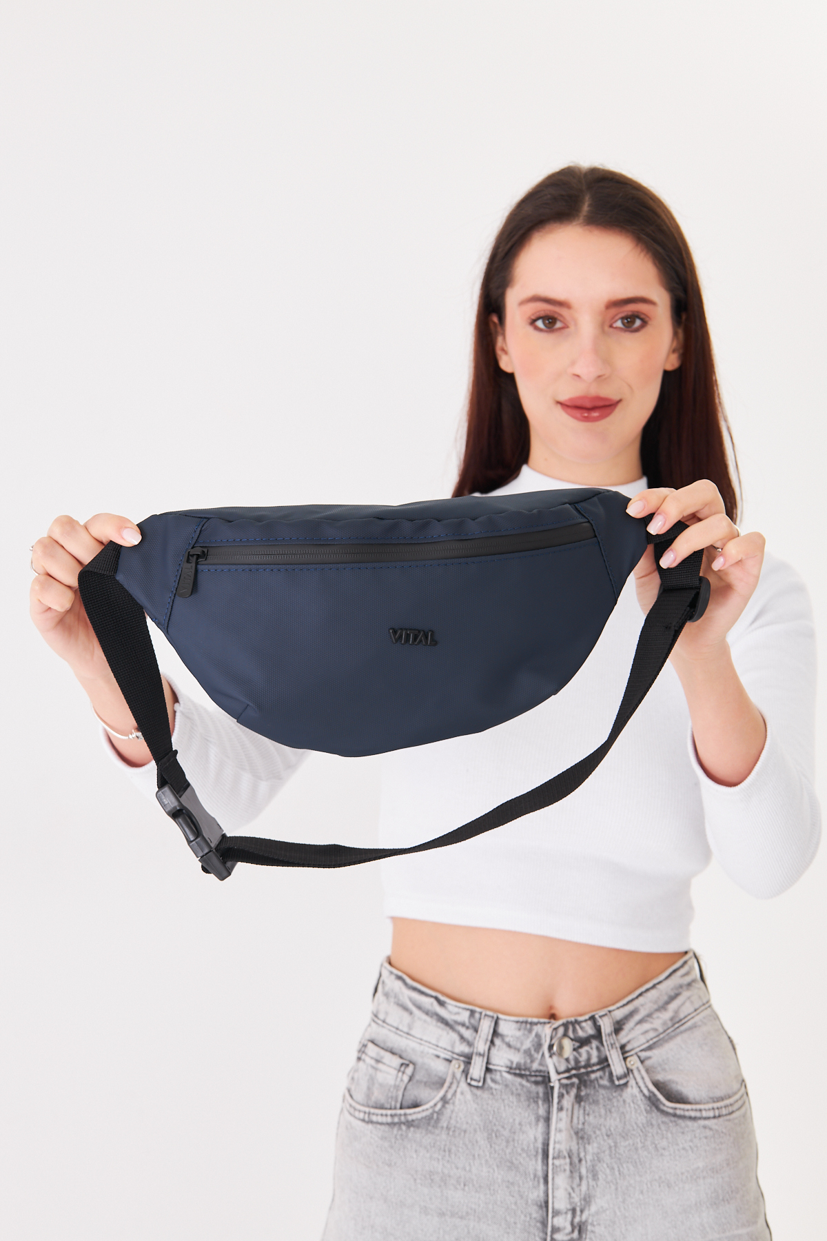 Superbag Gri 2 Bölmeli Çapraz Askılı Bel ve Omuz Çantası Unisex Günlük Kullanım Çantası