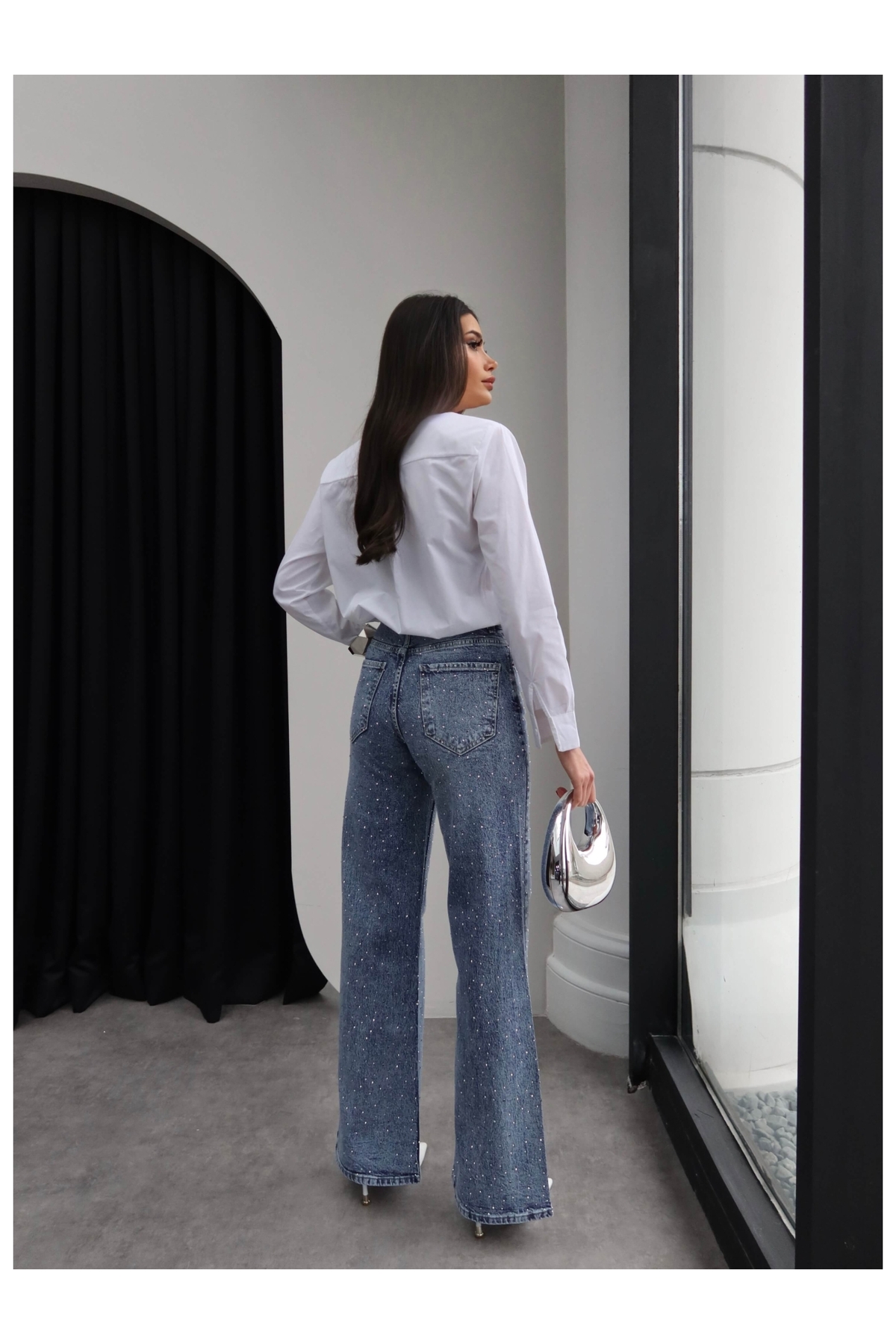 ESRAHELVACI  Taşlı Wide Leg Jean - Görsel 5